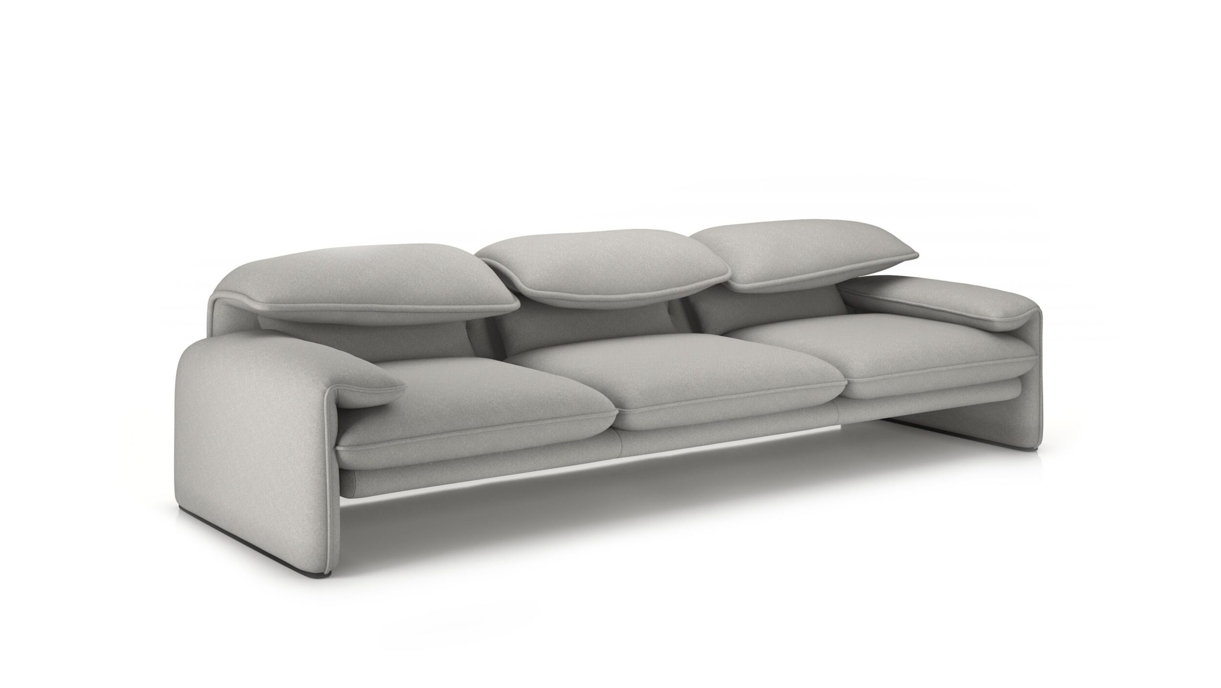 Front angle 2 view of the Maralunga 3-Seat Sofa Large 675 03 A7 by Vico Magistretti, designed by Vico Magistretti, available online in Canada. Made by Archetype Forms.