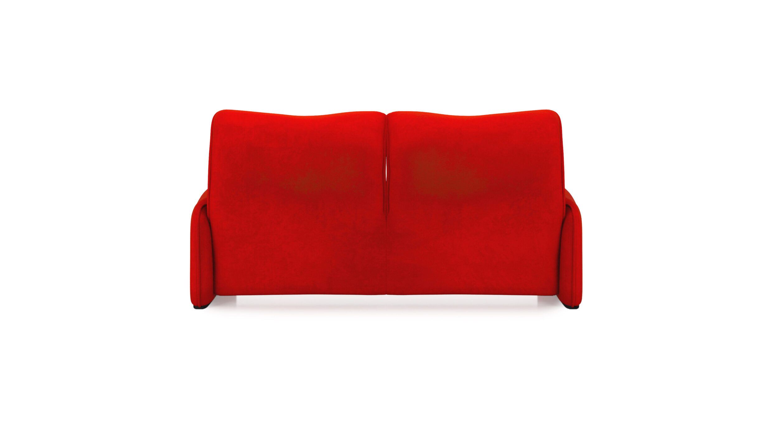 Back view of the Maralunga 2-Seat Sofa Loveseat Large 675 06 A6 in Red Suede by Vico Magistretti, designed by Vico Magistretti, available online in Canada. Made by Archetype Forms.