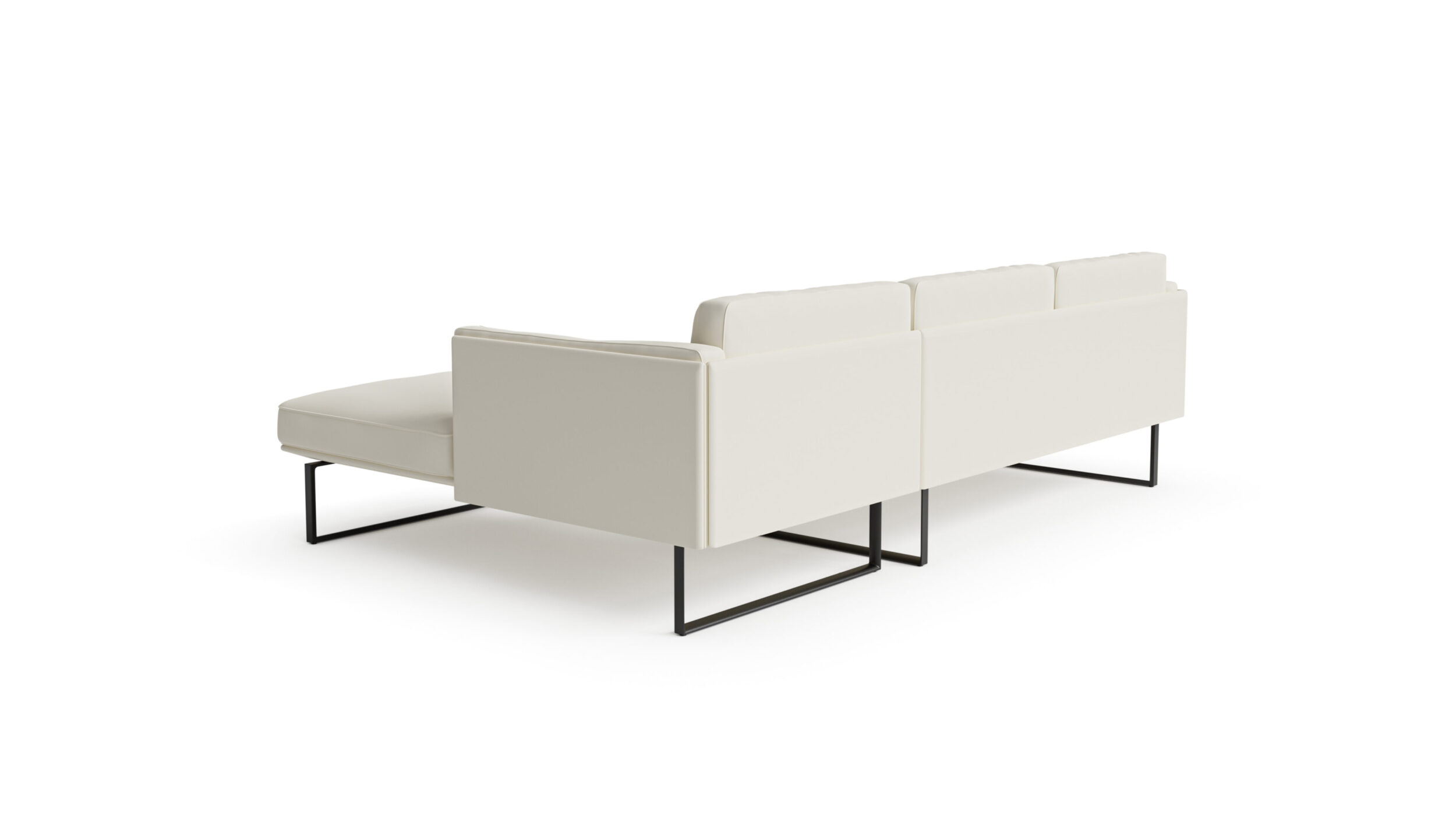 Back angle view of the 202-09 Otto Sofa Three Seater With Chaise by Pierro Lissoni, available online in Canada. Designed by Pierro Lissoni, Made by Archetype Forms.