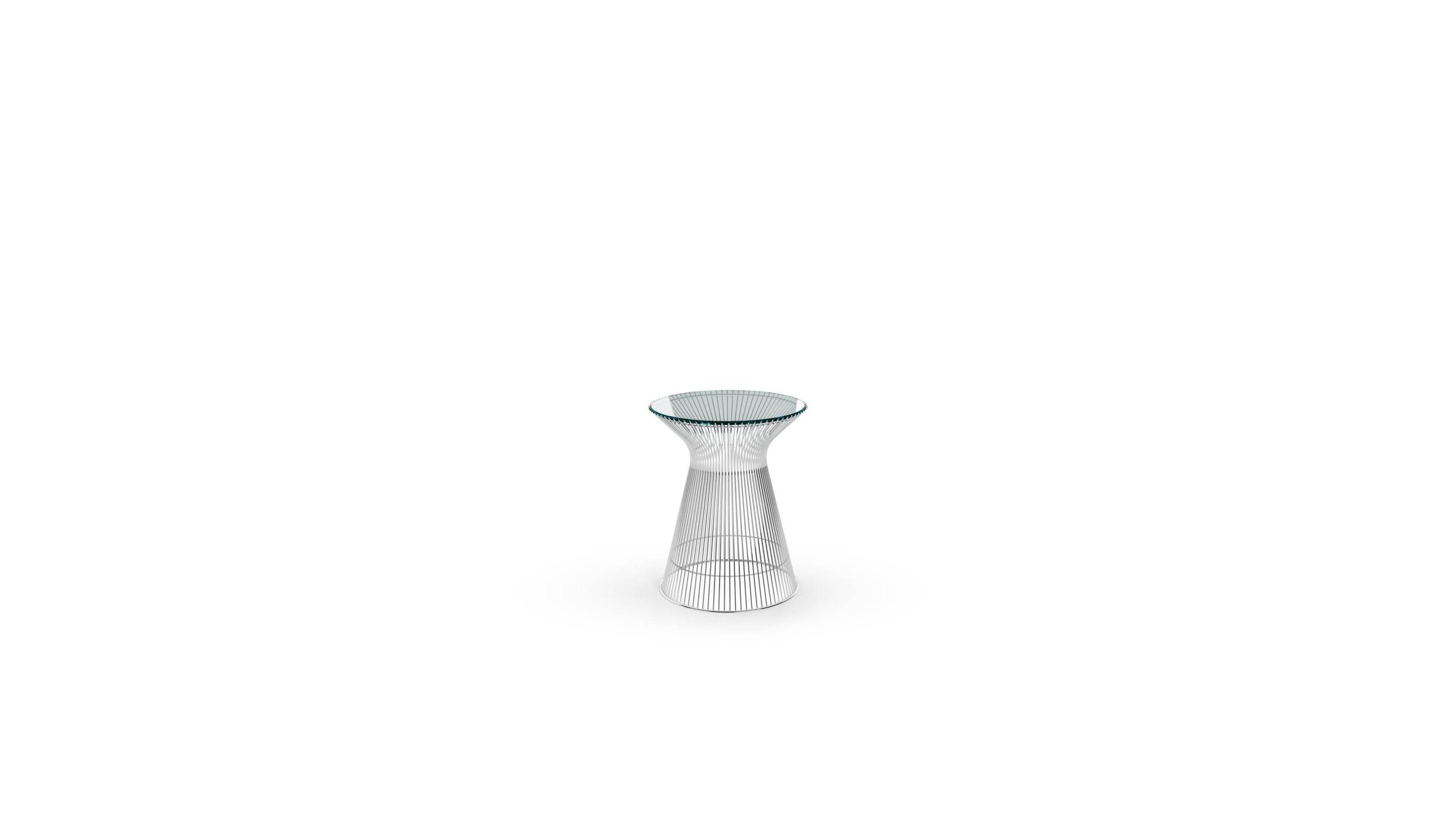 Front angle view of the Platner Series 3710T Side Table Glass Top by Warren Platner, designed by Warren Platner, available online in Canada. Made by Archetype Forms.