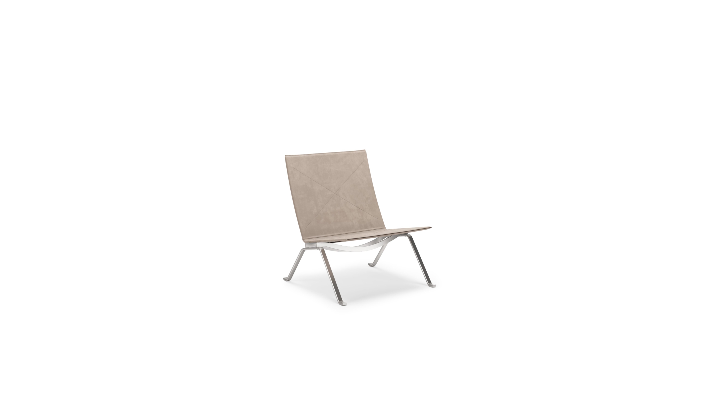 Front-Angle view of the PK22 Easy Chair Upholstered by Poul Kjærholm, designed by Poul Kjærholm, available online in Canada. Made by Archetype Forms.