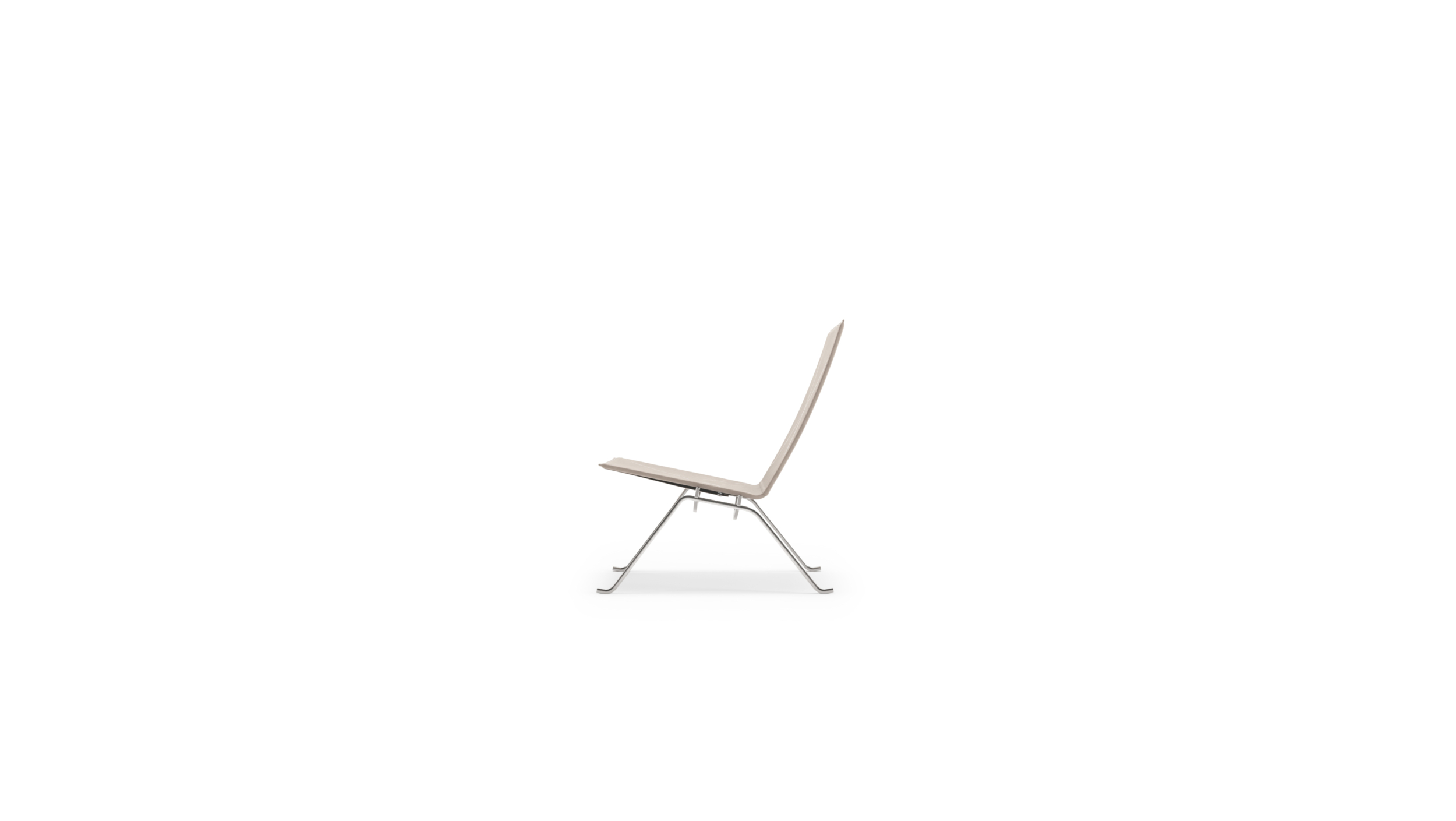 Side-View of the PK22 Easy Chair Upholstered by Poul Kjærholm, designed by Poul Kjærholm, available online in Canada. Made by Archetype Forms.