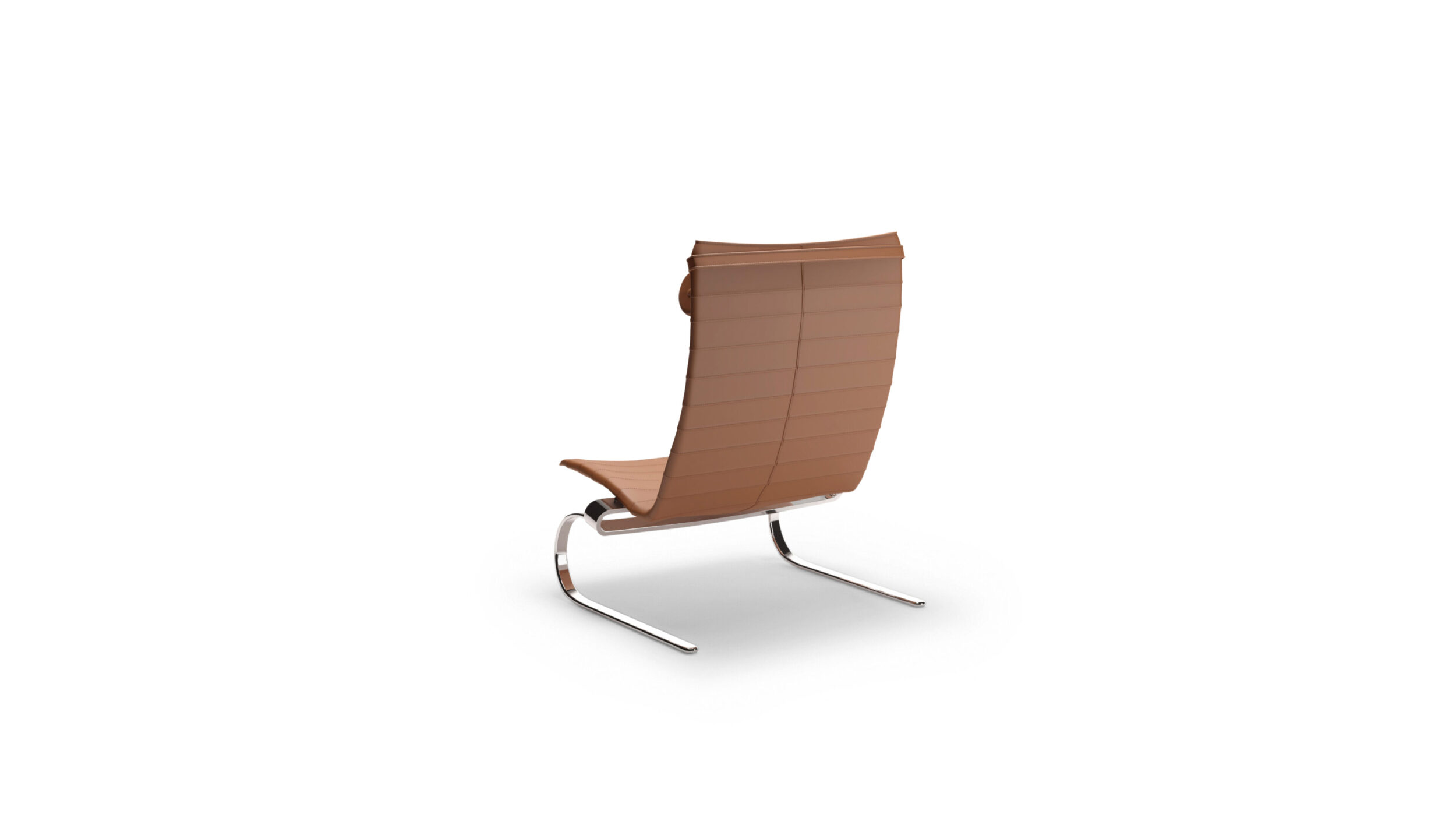 Back angle view of the Poul Kjærholm PK20 Chair Lounge Chair Animal Hide by Poul Kjærholm, available online in Canada. Made by Archetype Forms.