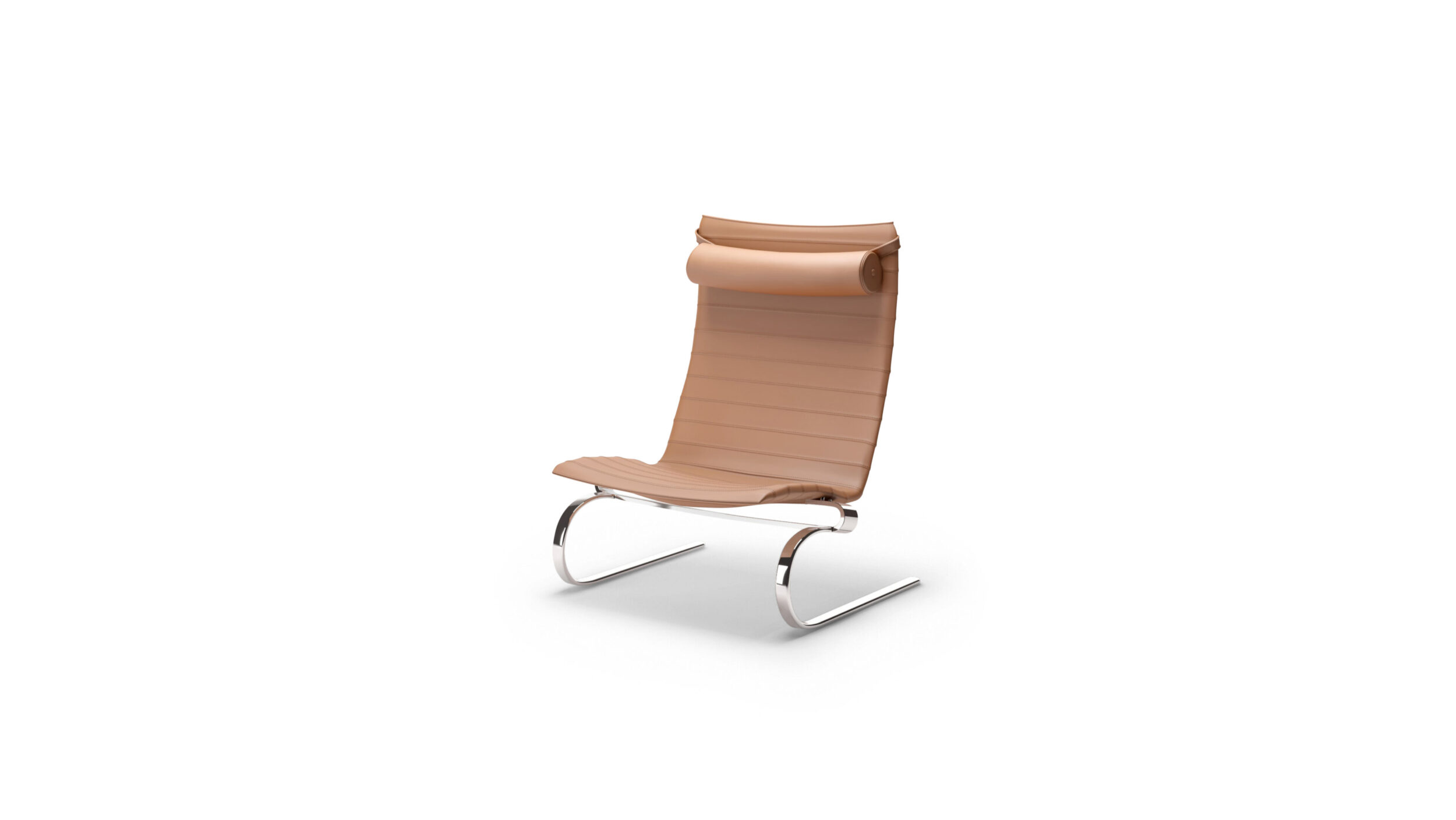 Front angle view of the Poul Kjærholm PK20 Chair Lounge Chair Animal Hide by Poul Kjærholm, available online in Canada. Made by Archetype Forms.