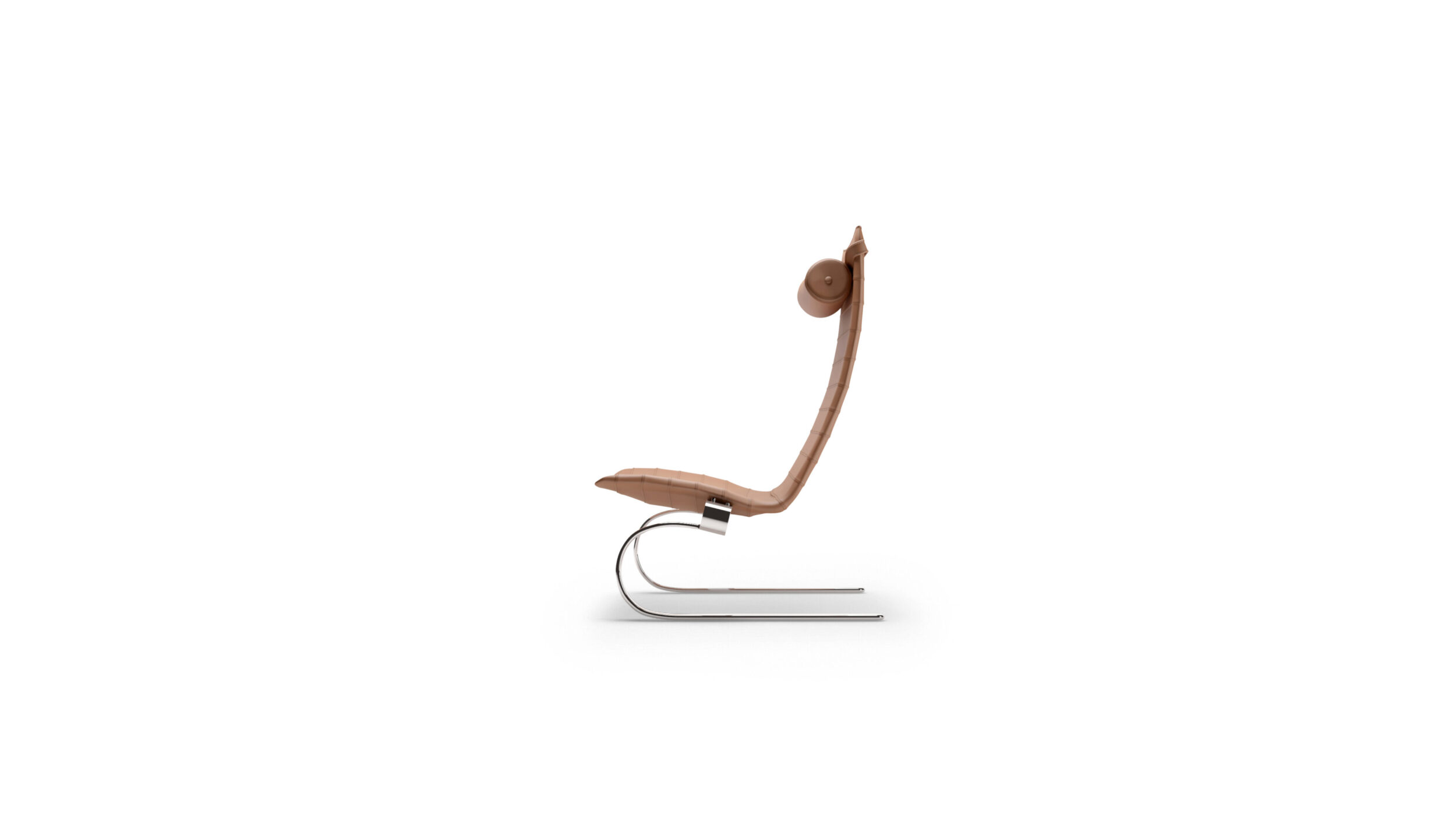 Side view of the Poul Kjærholm PK20 Chair Lounge Chair Animal Hide by Poul Kjærholm, available online in Canada. Made by Archetype Forms.