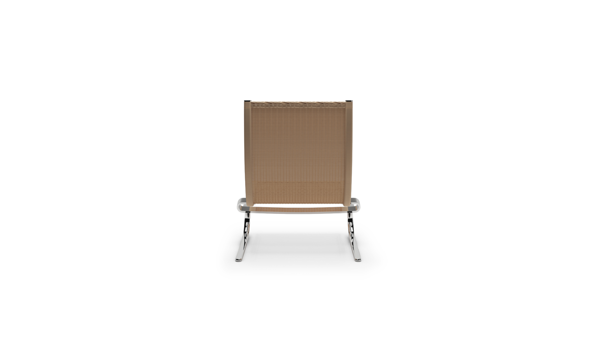 Back view of the PK20 Lounge Chair Rattan Wicker by Poul Kjærholm, designed by Poul Kjærholm, available online in Canada. Made by Archetype Forms.