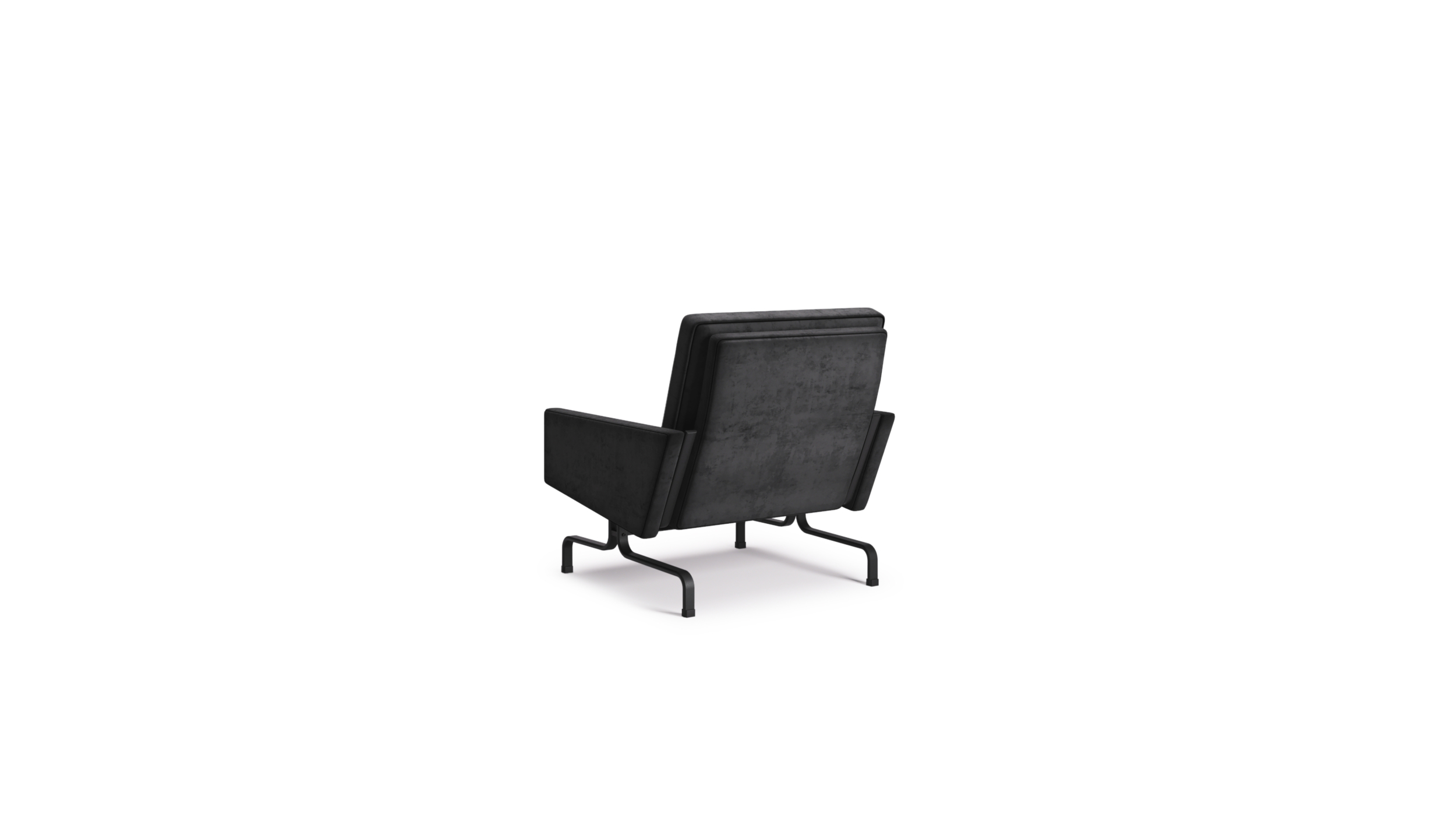 Reproduction of the Poul Kjærholm Model 31 1-Seat Easy Chair by Poul Kjærholm Shown in Dark Grey Iron Suede