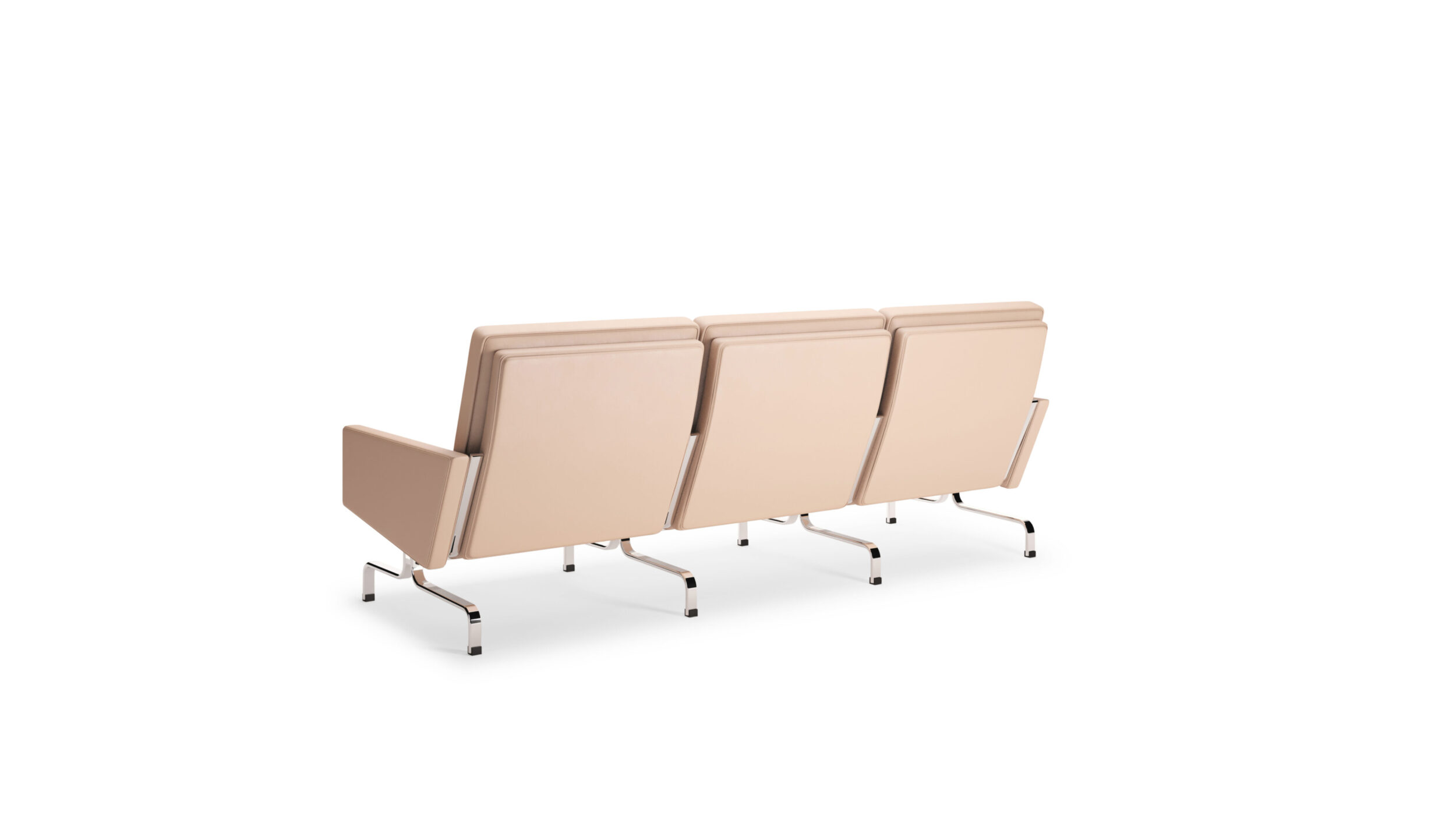 Back angle view of the Poul Kjærholm PK31 3-seater Sofa by Poul Kjærholm, available online in Canada. Made by Archetype Forms.