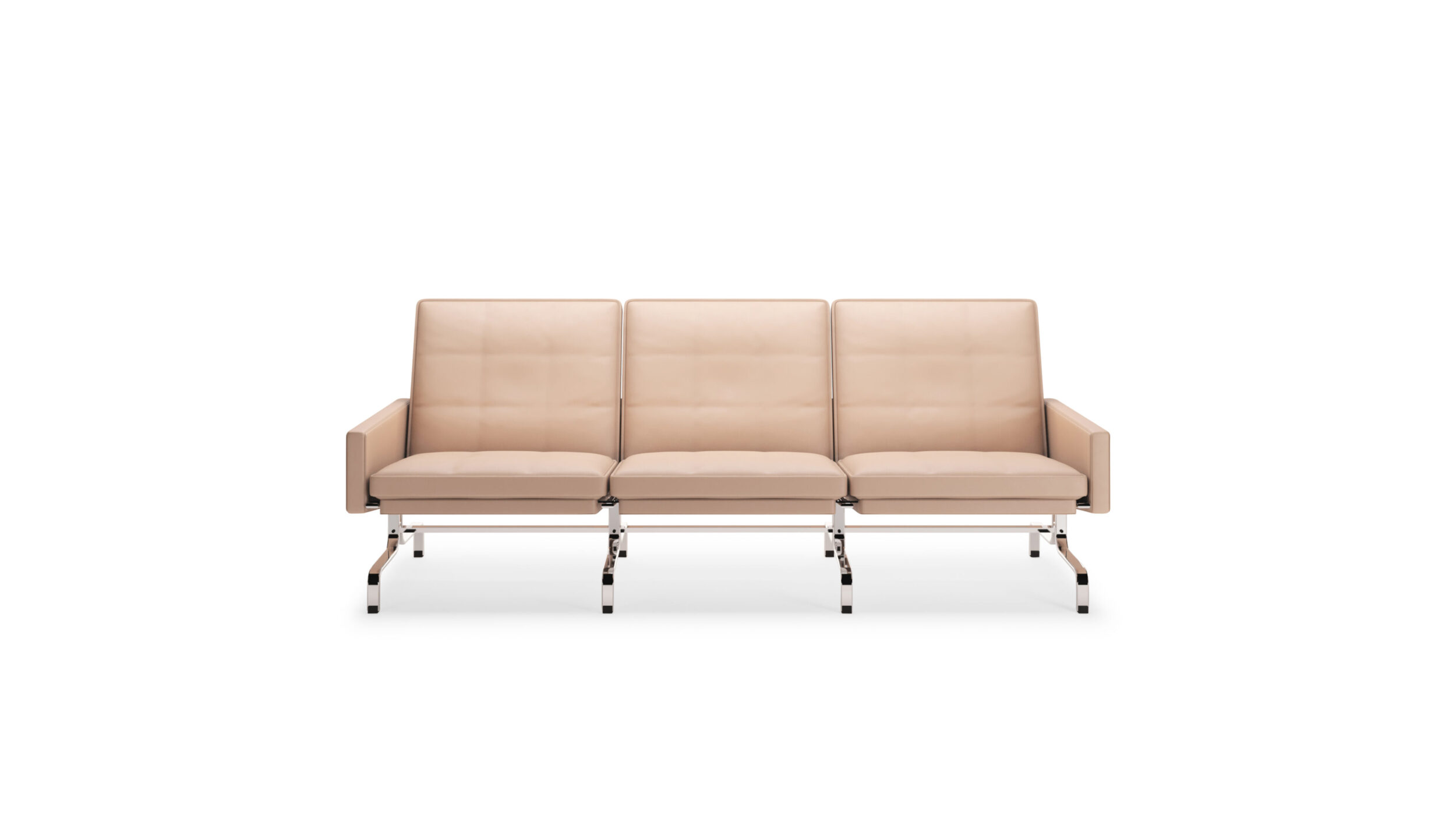 Front view of the Poul Kjærholm PK31 3-seater Sofa by Poul Kjærholm, available online in Canada. Made by Archetype Forms.