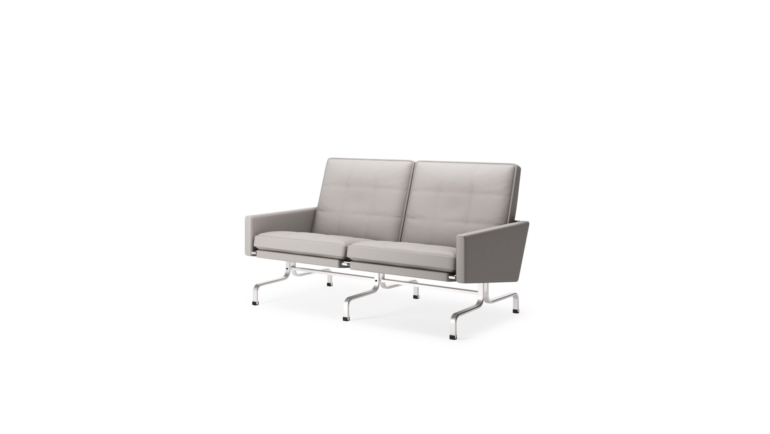 Front angle view of the Poul Kjærholm PK31 2-Seater Sofa Loveseat by Poul Kjærholm, available online in Canada. Made by Archetype Forms.