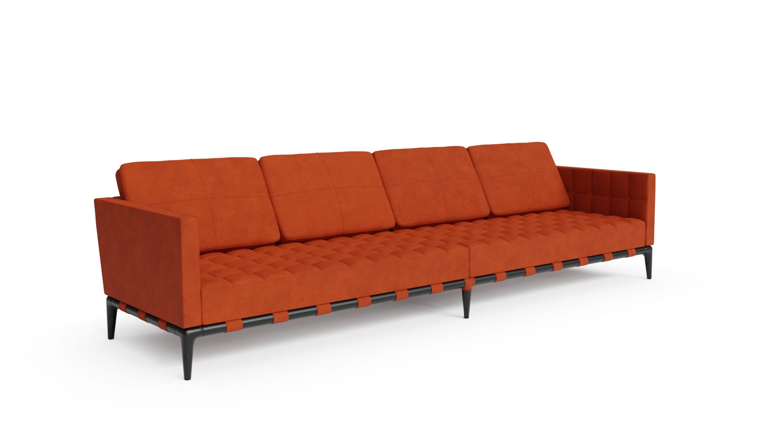 Front angle 2 view of the 241 Privé 4-Seat Sofa 241 64 by Philippe Starck, available online in Canada. Designed by Philippe Starck, Made by Archetype Forms.