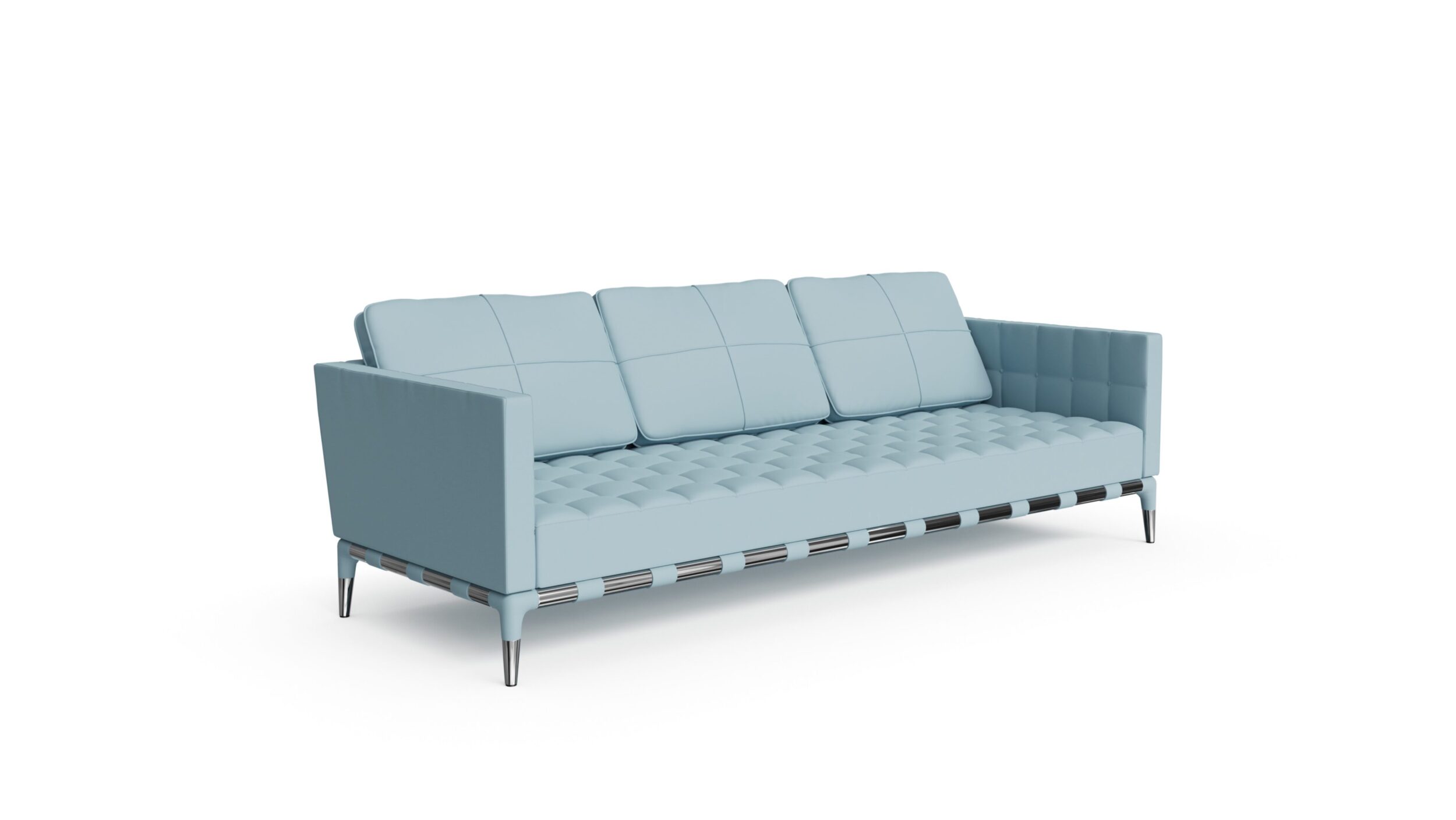 Front angle 2 view of the 241 Privé 3-Seat Sofa 241 63 by Philippe Starck, available online in Canada. Designed by Philippe Starck, Made by Archetype Forms.