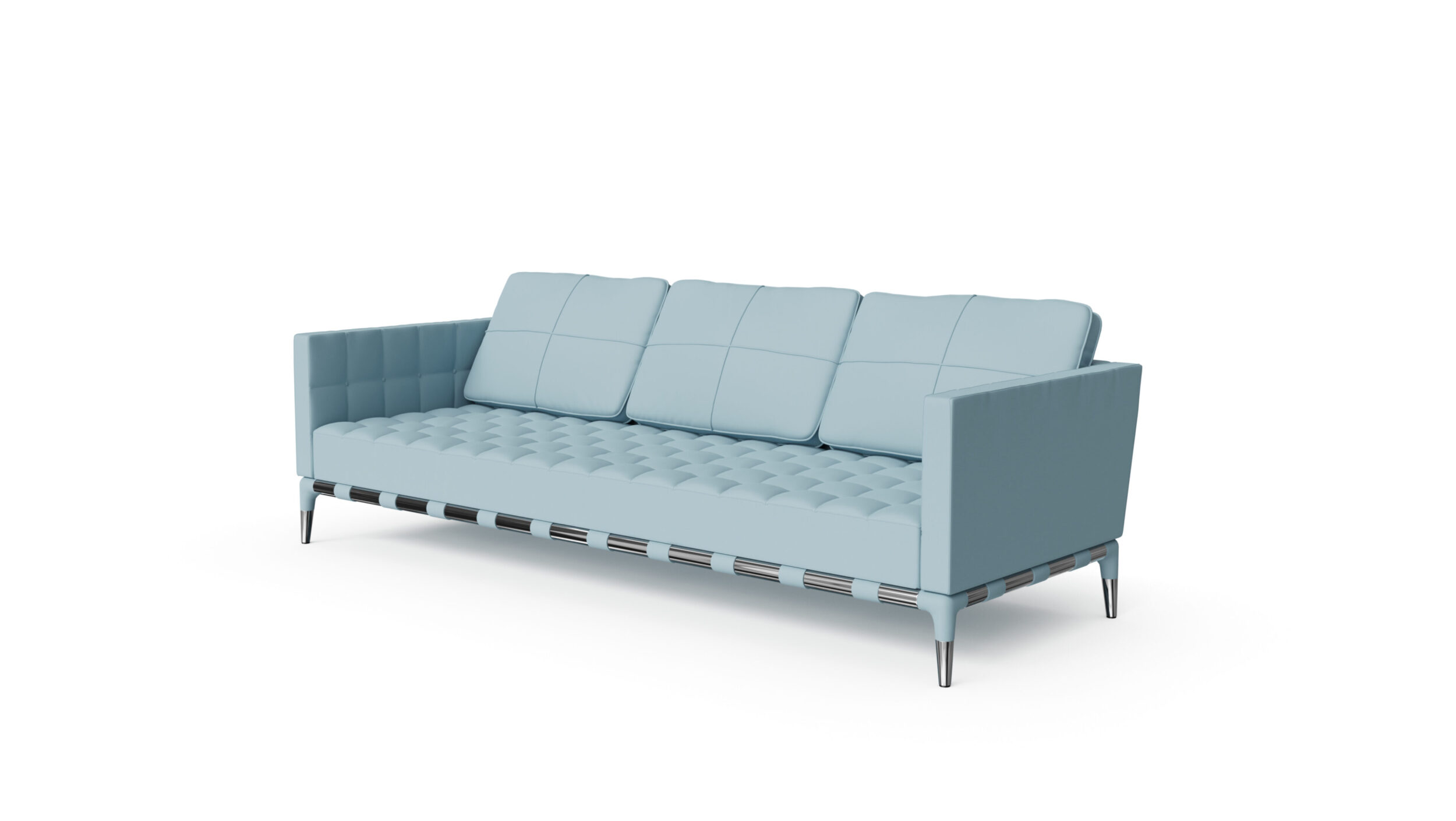 Front angle view of the 241 Privé 3-Seat Sofa 241 63 by Philippe Starck, available online in Canada. Designed by Philippe Starck, Made by Archetype Forms.