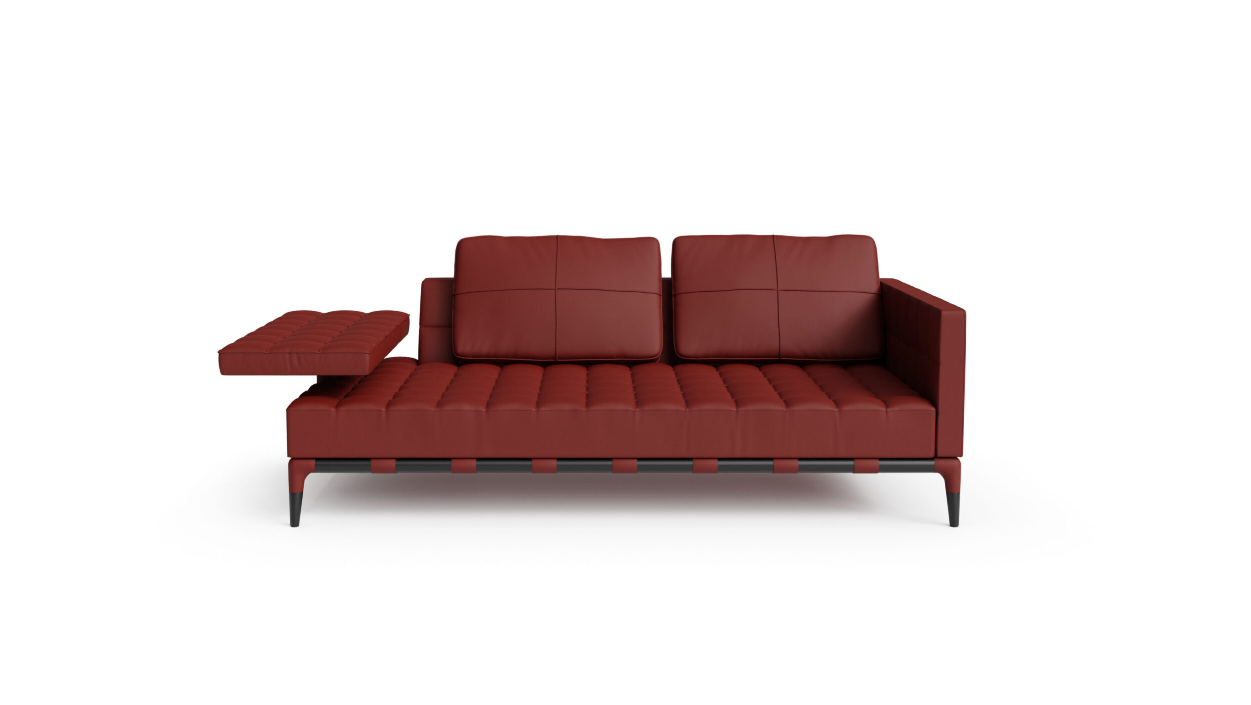 Front view of the 241 Privé Sofa 241 31-33 DX LH by Philippe Starck, available online in Canada. Designed by Philippe Starck, Made by Archetype Forms.