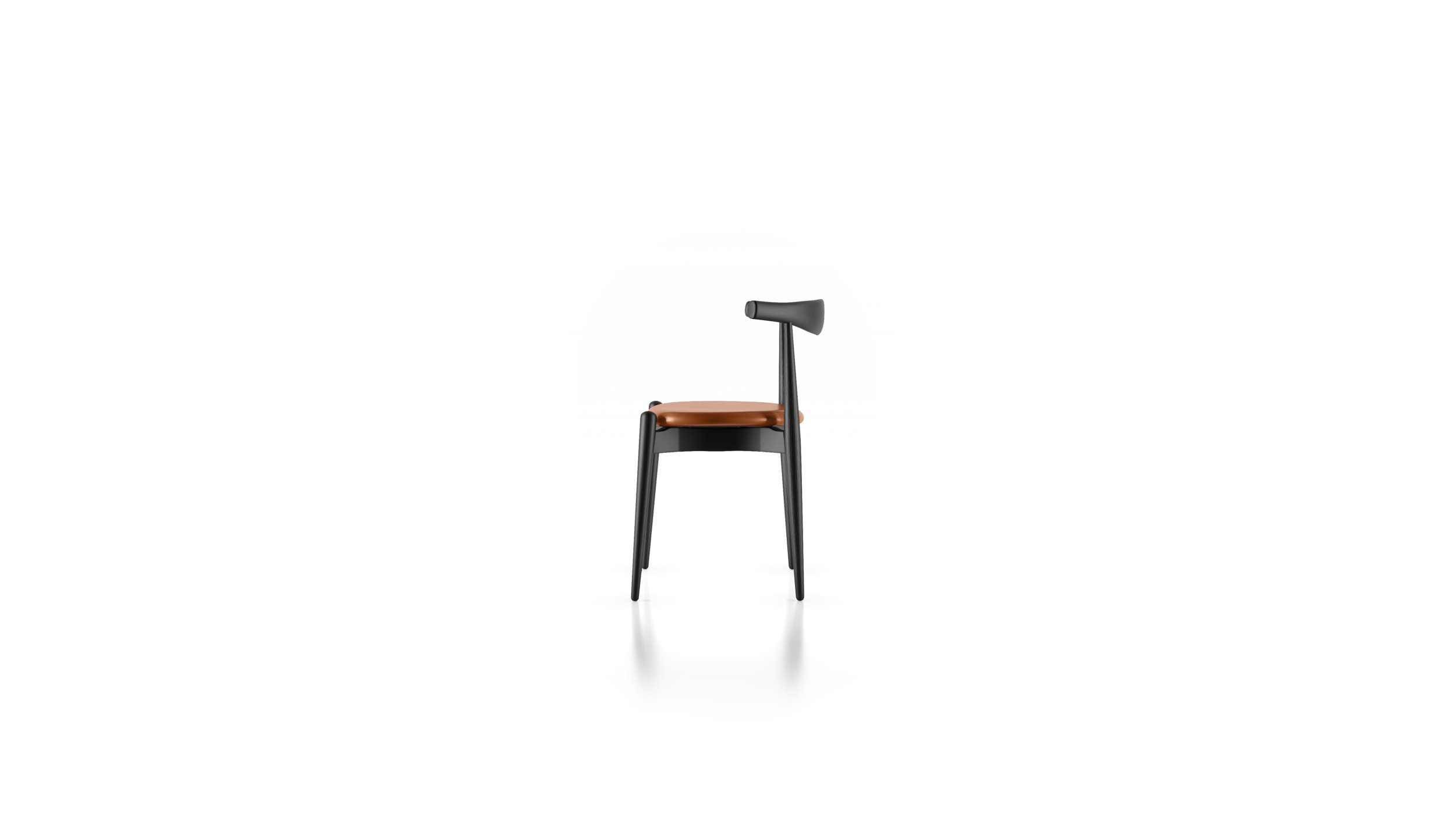 CH20 Elbow Chair Leather Seat Side View by Hans Wegner, designed by Hans Wegner, made by Archetype Forms