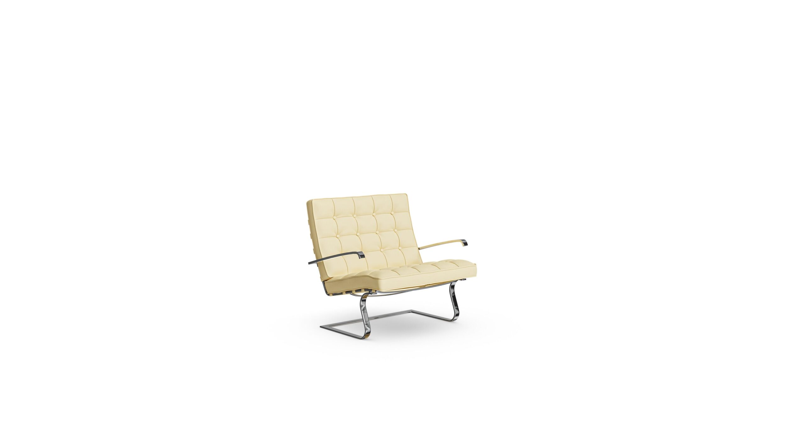 The Tugendhat Chair Pavillion Cantilever Armchair MR70 by Mies van der Rohe, Designed by Mies van der Rohe, Made by Archetype Forms, Vancouver BC, Canada, Front-Angle 2 View