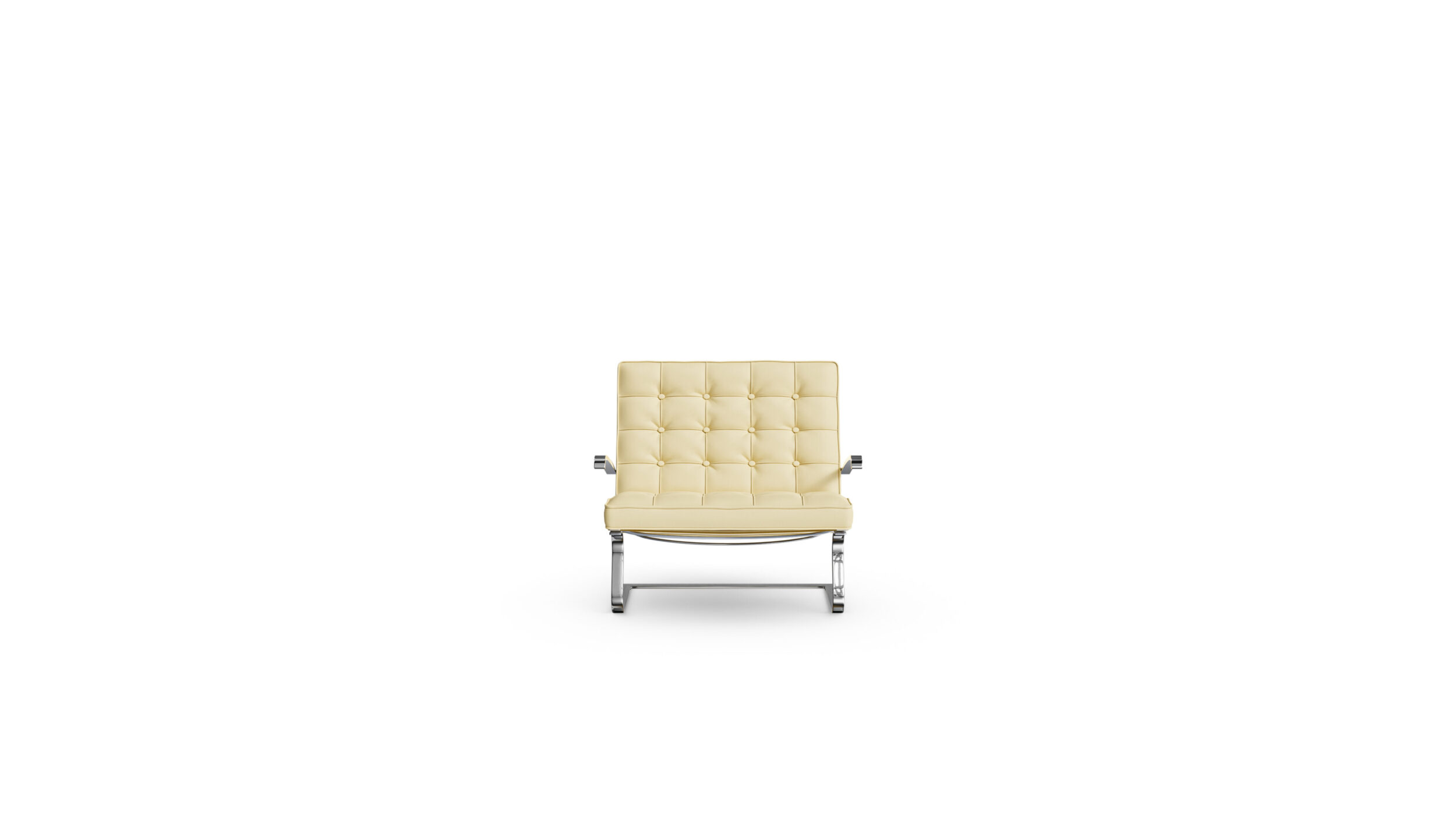 Front view of the Tugendhat Pavillion Chair Cantilever Armchair MR70 by Mies van der Rohe, available online in Canada. Designed by Mies van der Rohe, Made by Archetype Forms.