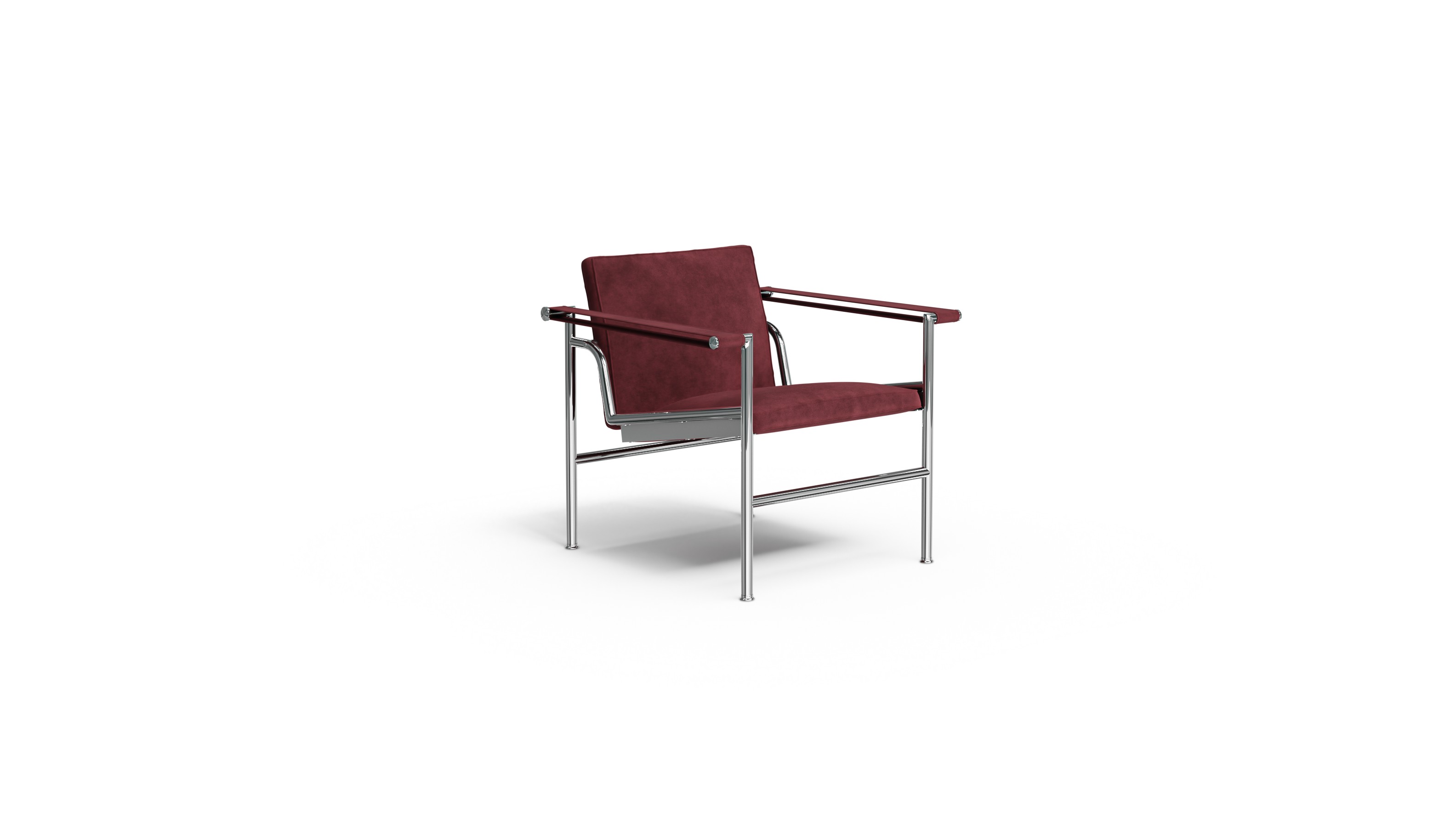 Le Corbusier 1 Fauteuil Dossier Basculant Villa Church LC1 in Cabernet Suede - Available at Archetype Forms in North Vancouver, BC