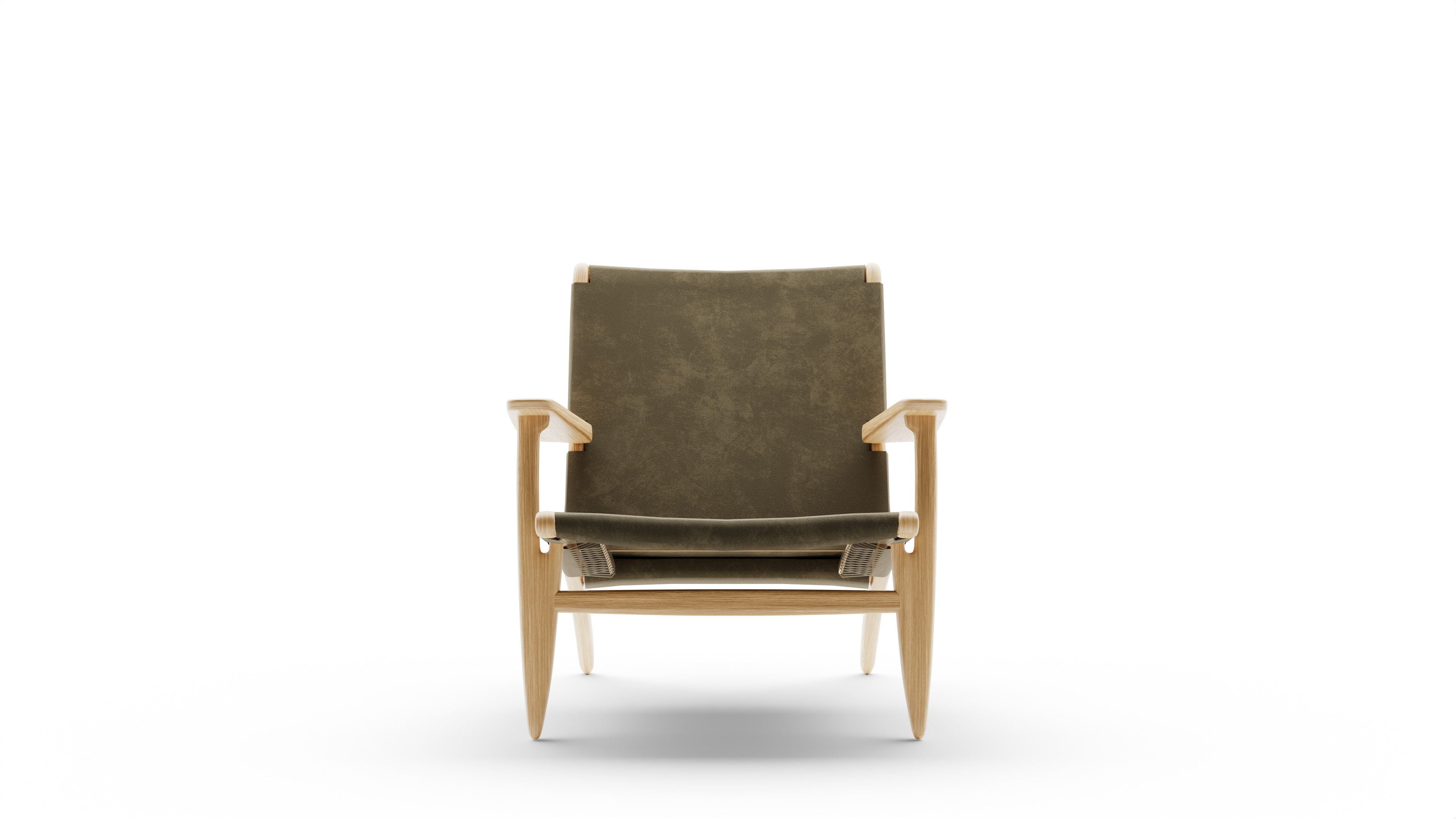 Hans Wegner CH25 Lounge Chair Reproduction in Military Green Suede - Available at Archetype Forms in Maple Ridge, BC