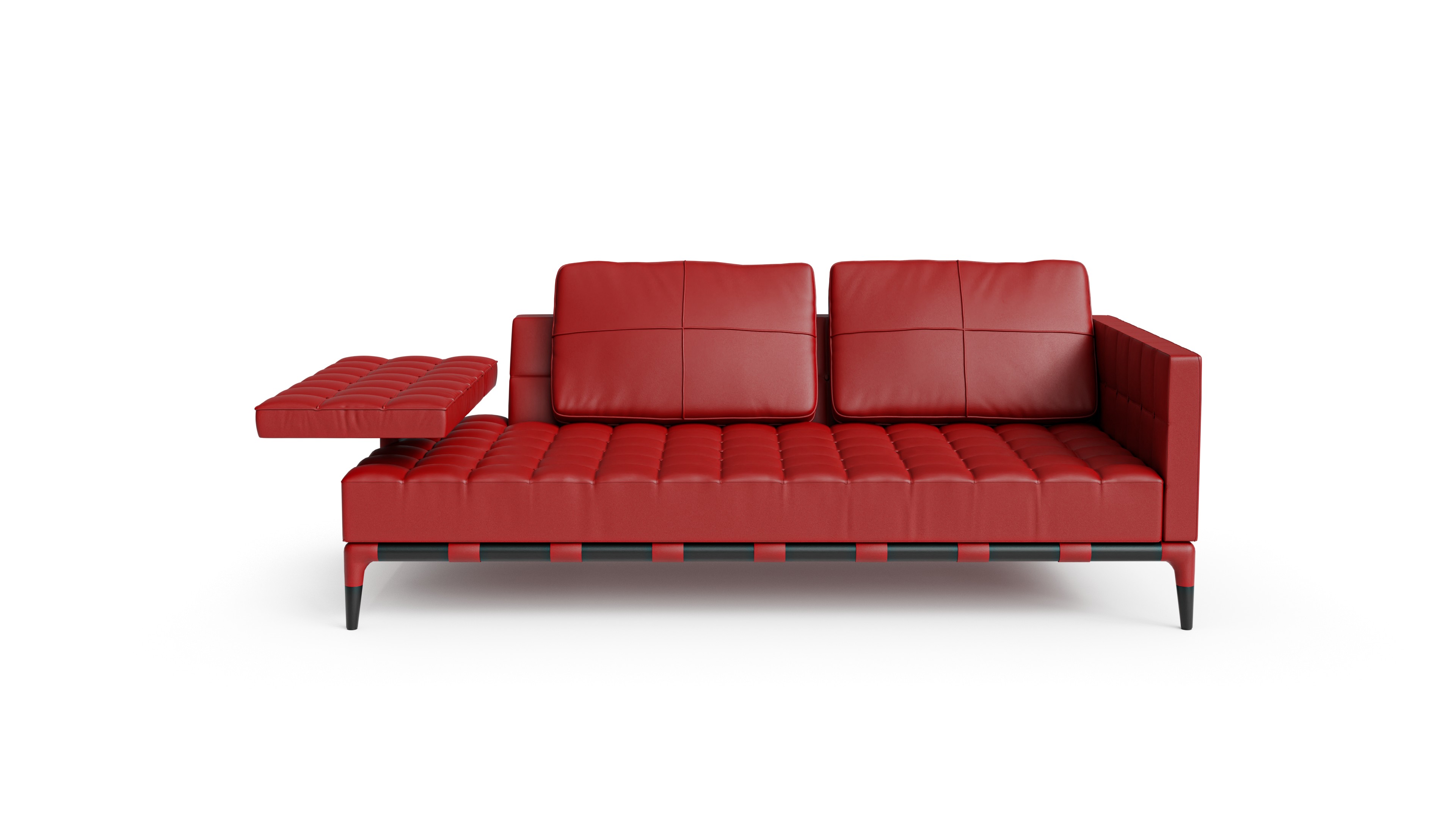 Philippe Starck Prive Sofa with Left Hand Table Attached in Burgundy - Available at Archetype Forms in Surrey, BC