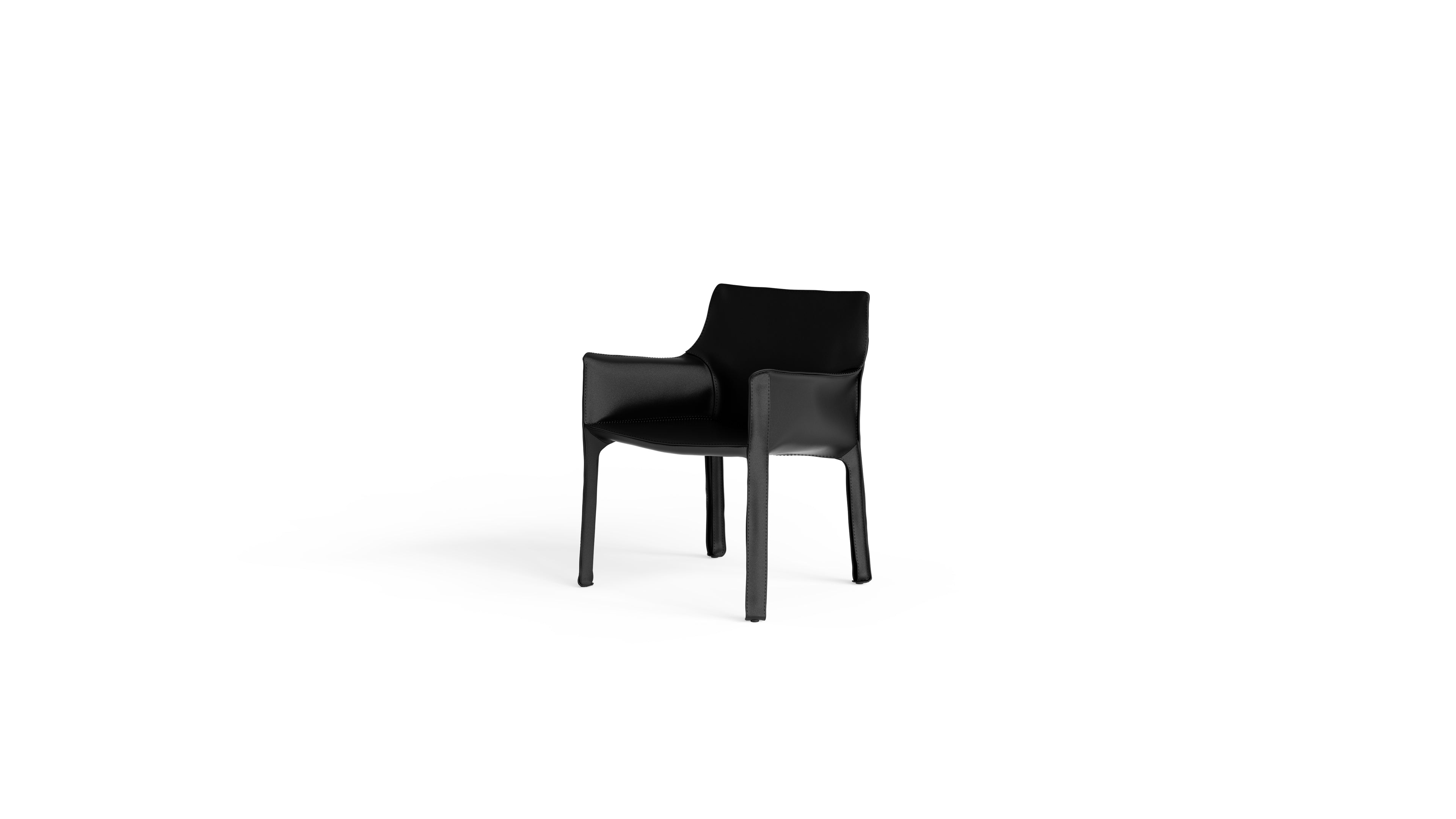 Cab 413 Armchair 413 in Canada and the USA Black Saddle Leather - Front Angle 2