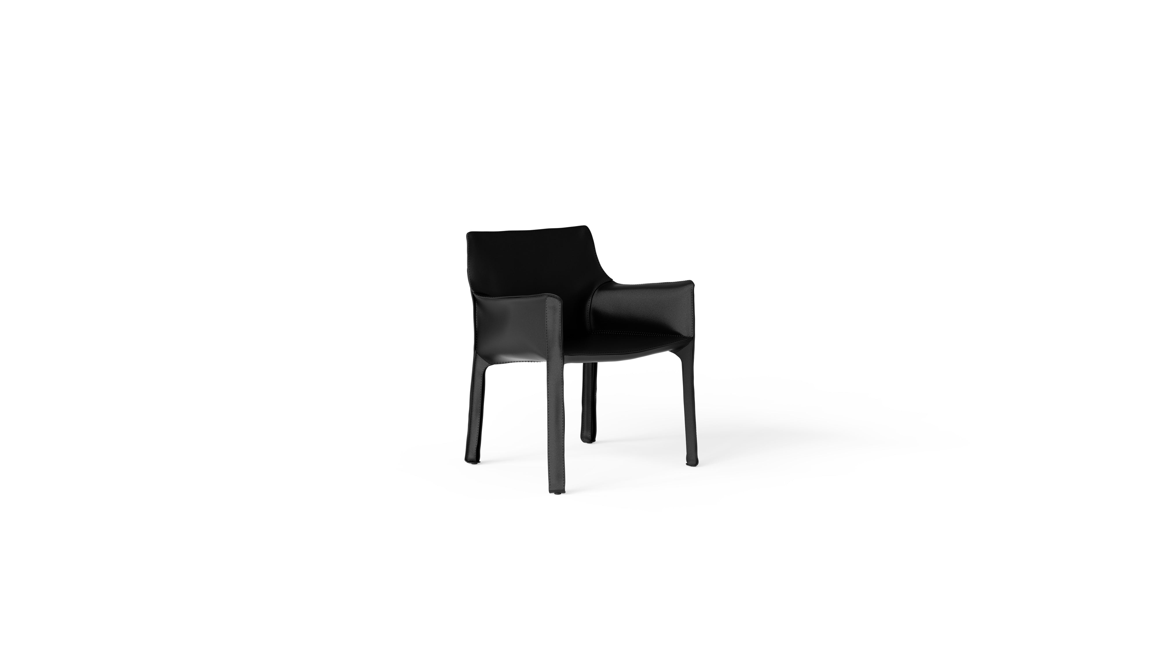 Cab 413 Armchair 413 in Canada and the USA Black Saddle Leather - Front Angle
