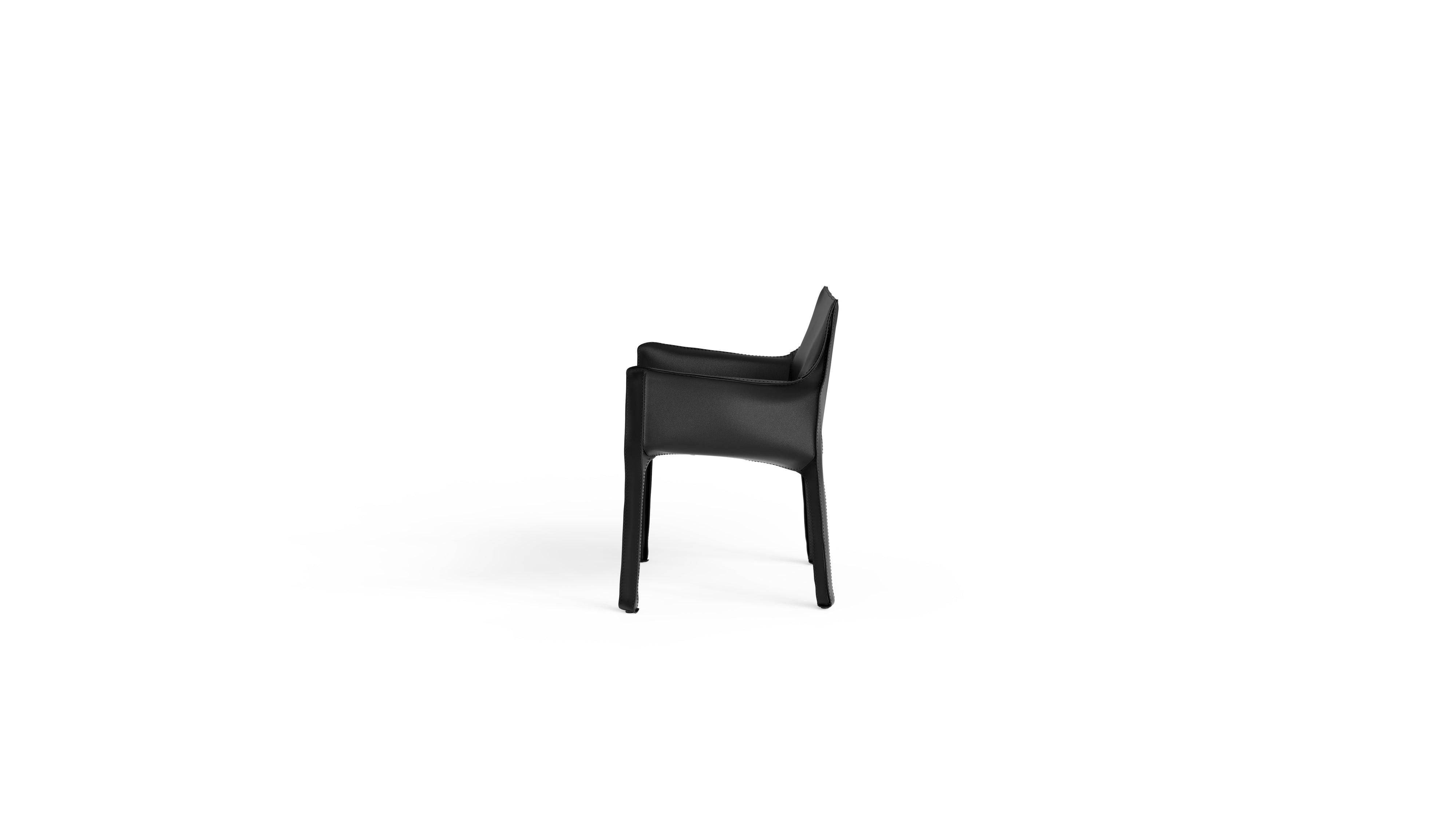 Cab 413 Armchair 413 in Canada and the USA Black Saddle Leather - Side