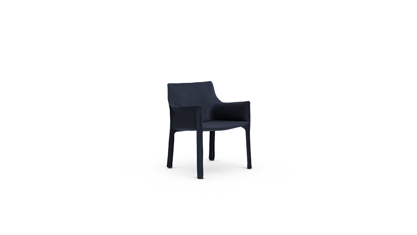 Cab 413 Armchair 413 in Canada and the USA Blue Sueded Leather - Front Angle