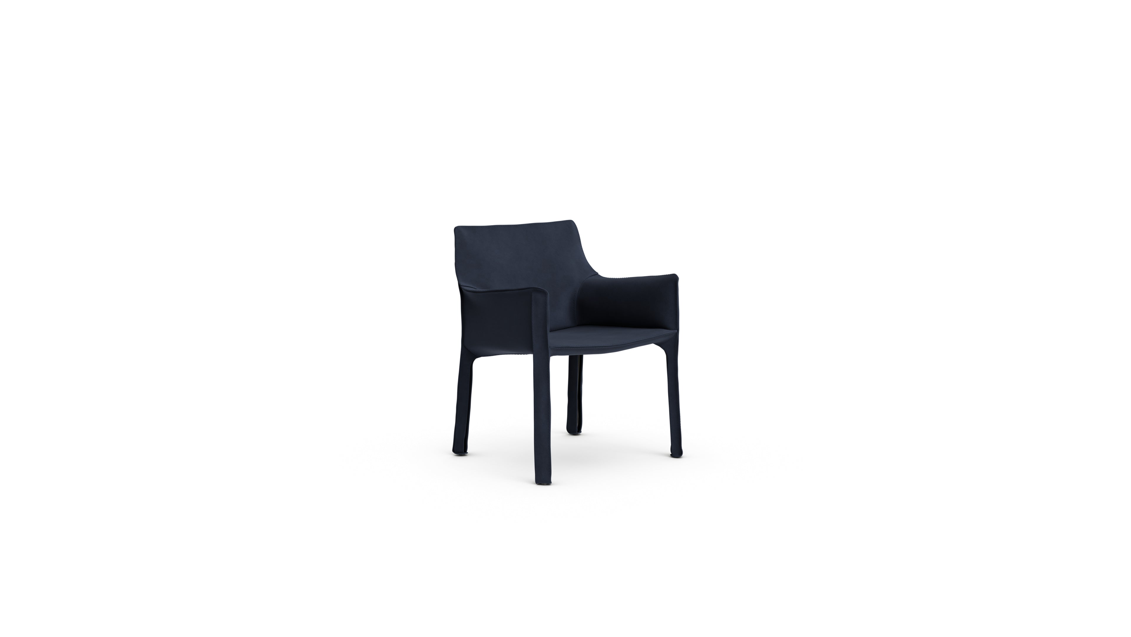 Cab 413 Armchair 413 in Canada and the USA Blue Sueded Leather - Front Angle
