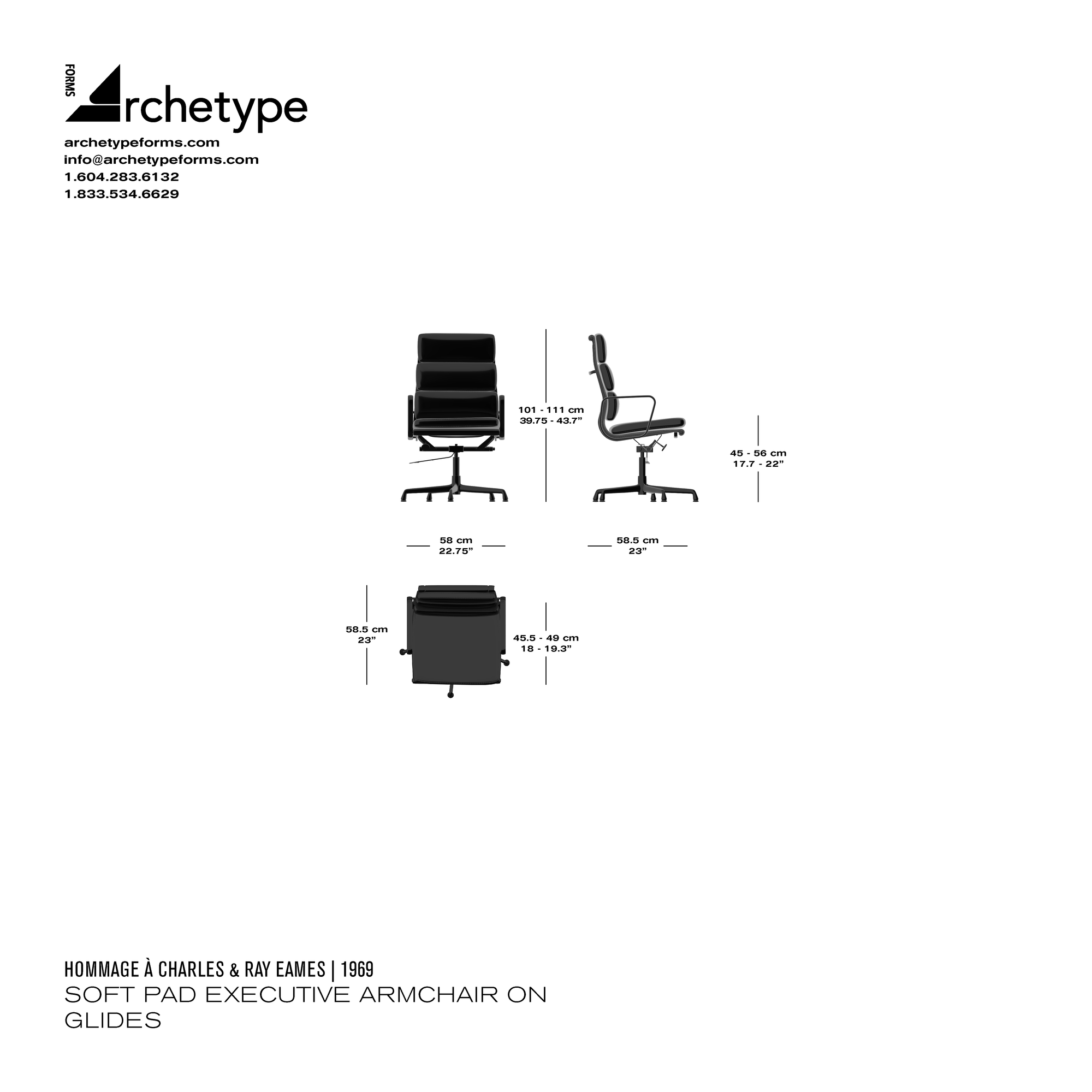 Soft Pad Executive Armchair on Glides by Hommage À Charles & Ray Eames