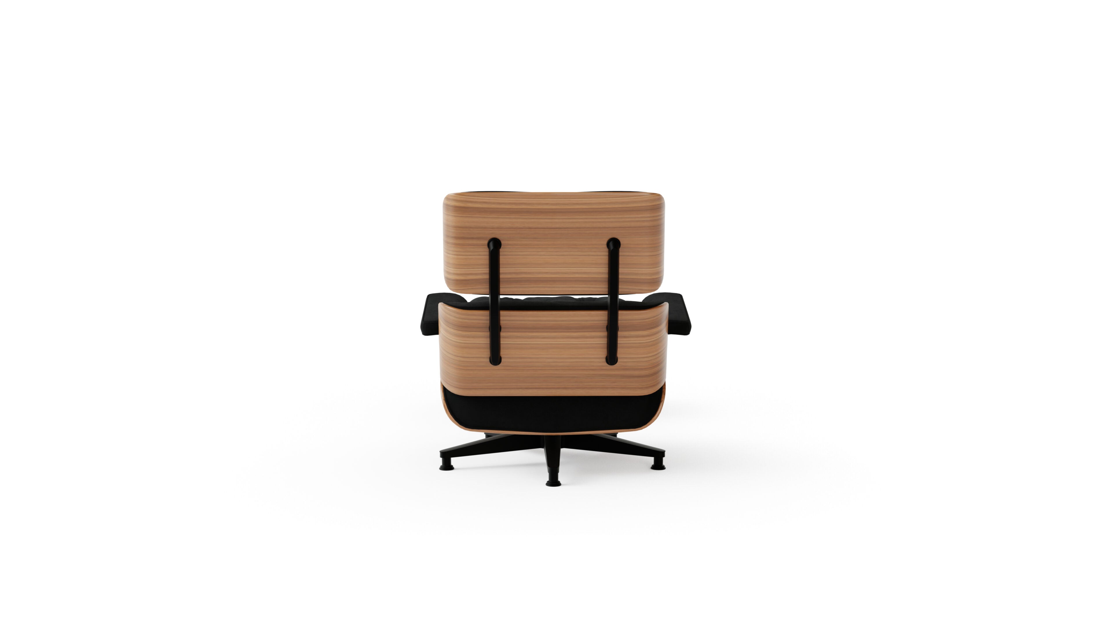Eames Lounge Chair and Ottoman Black Nubuck White Oak in the USA and Canada - Back