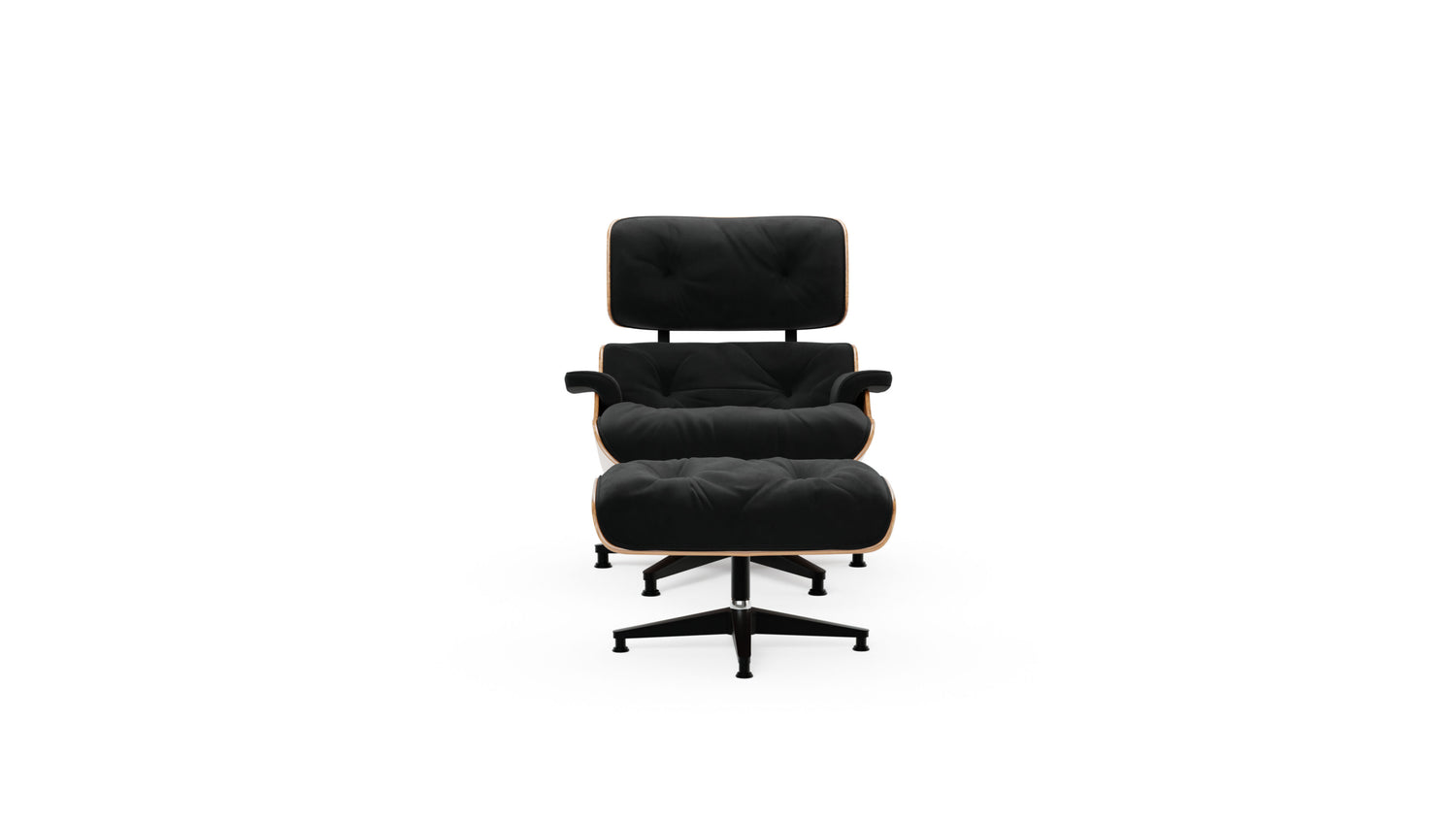 Eames Lounge Chair and Ottoman Black Nubuck White Oak in the USA and Canada - Front