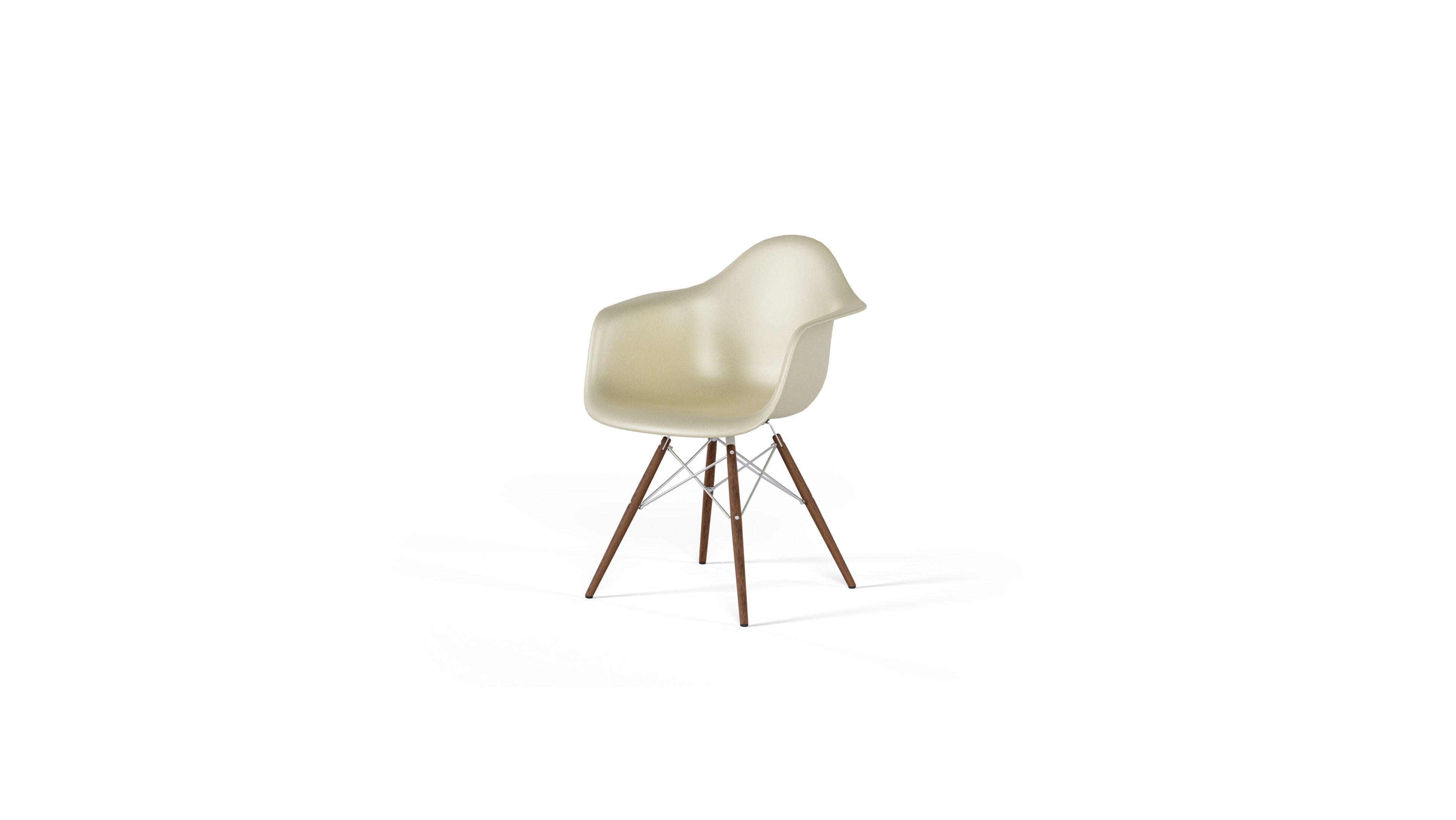 Eames Molded Fiberglass Armchair with Wood Base in Canada and the USA DFAW - Front Angle 2