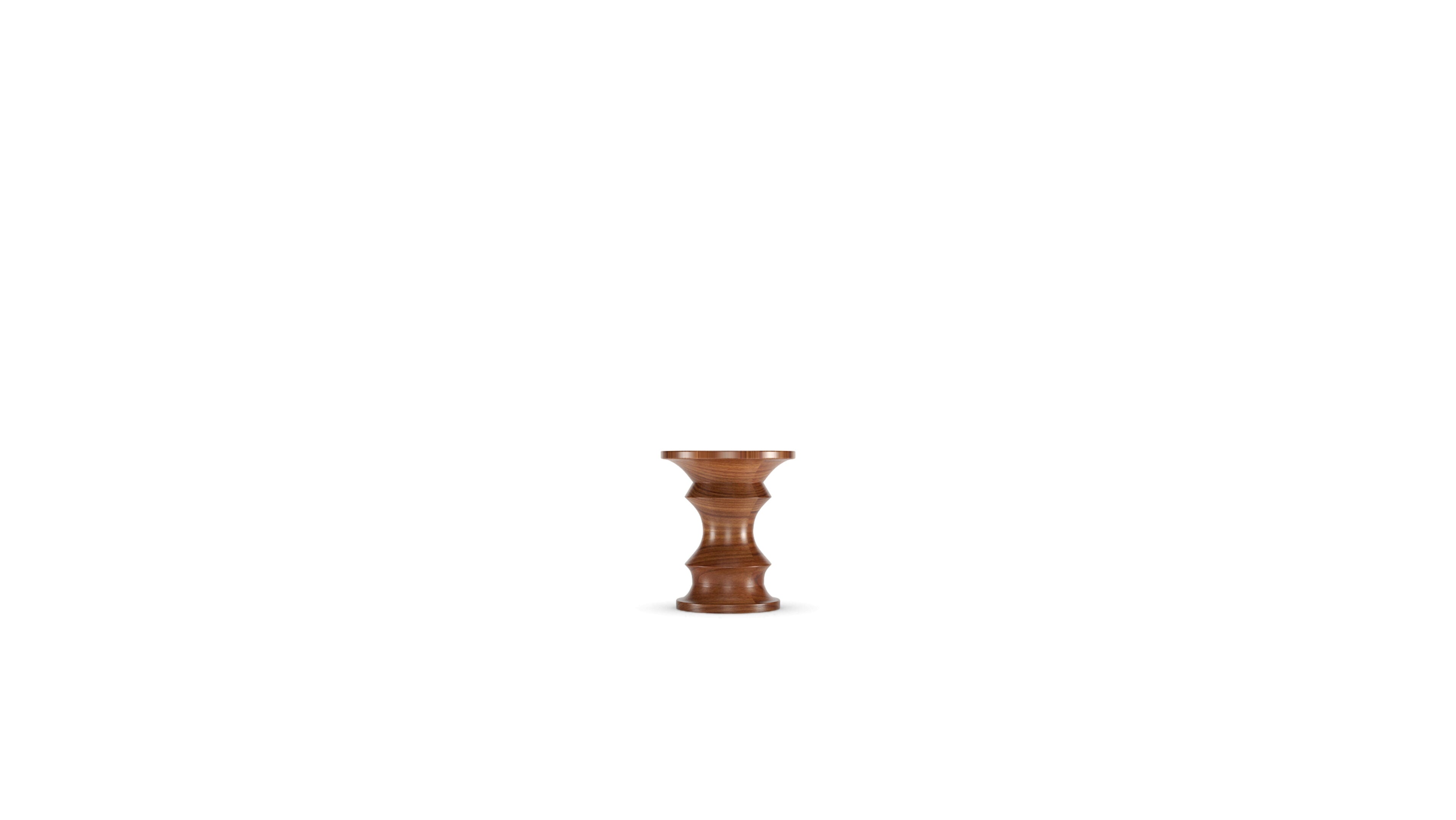Eames Walnut Stool A in Canada and the USA Eames Turned Stool A - Front