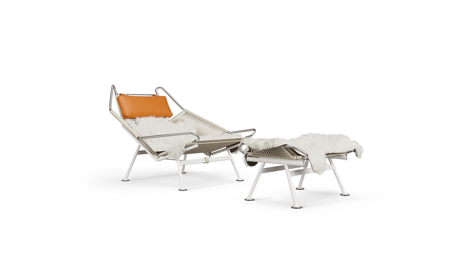 Flag Halyard Lounge Chair & Ottoman: Natural