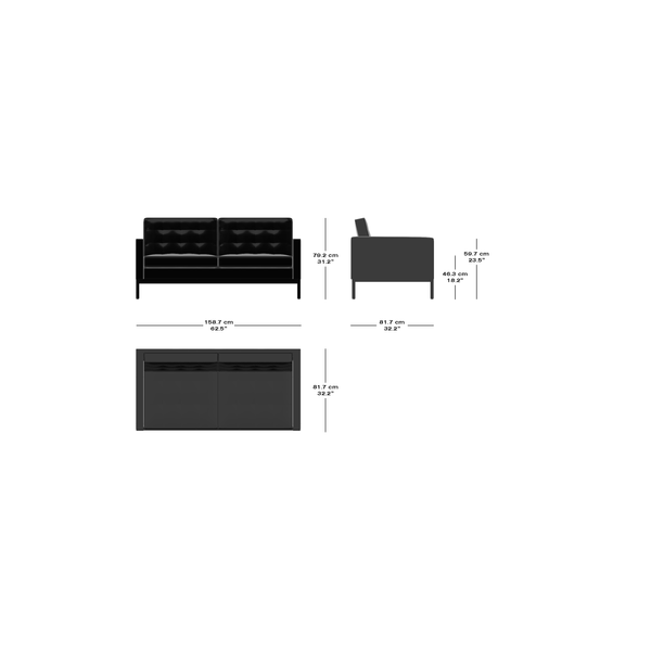 1954 Settee Sofa: Two-Seater Loveseat by Hommage À Florence Knoll