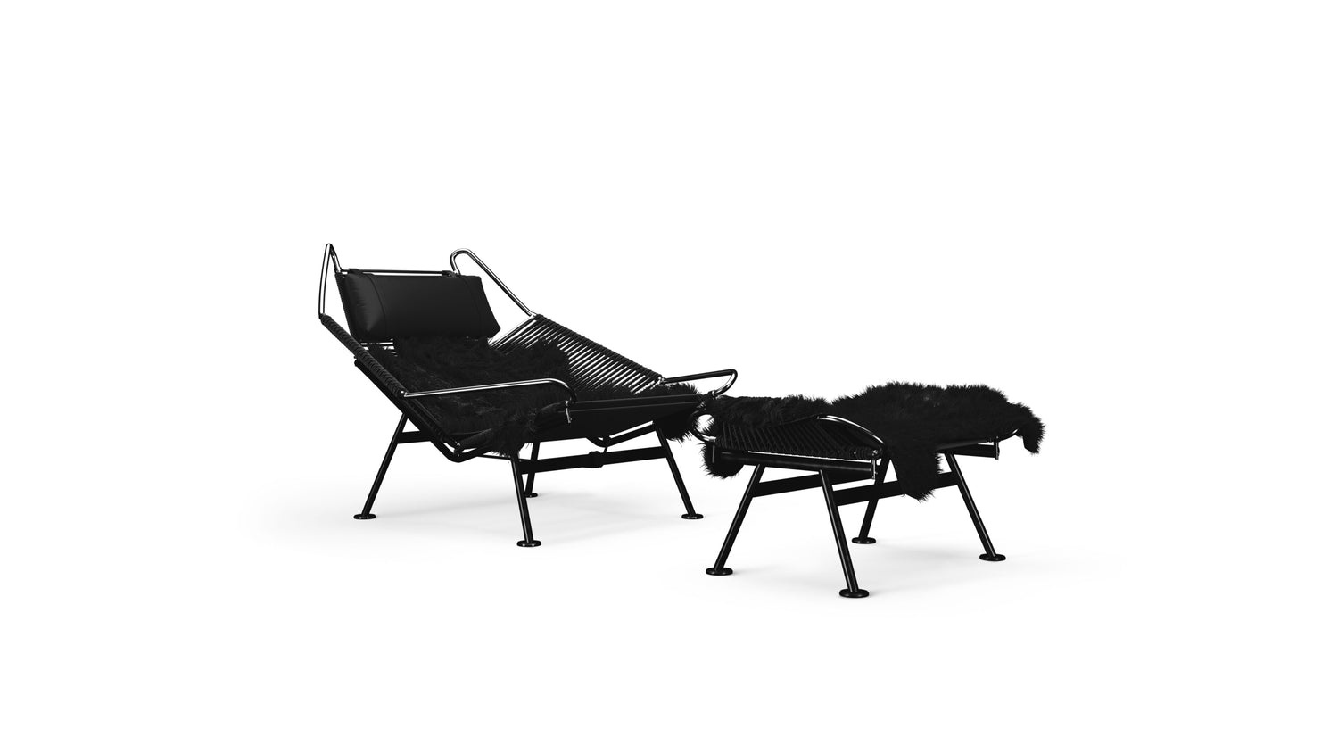 Hans Wegner Flag Halyard Chair and Ottoman PP225 Flag Halyard Chair in Canada and the USA - Front Angle