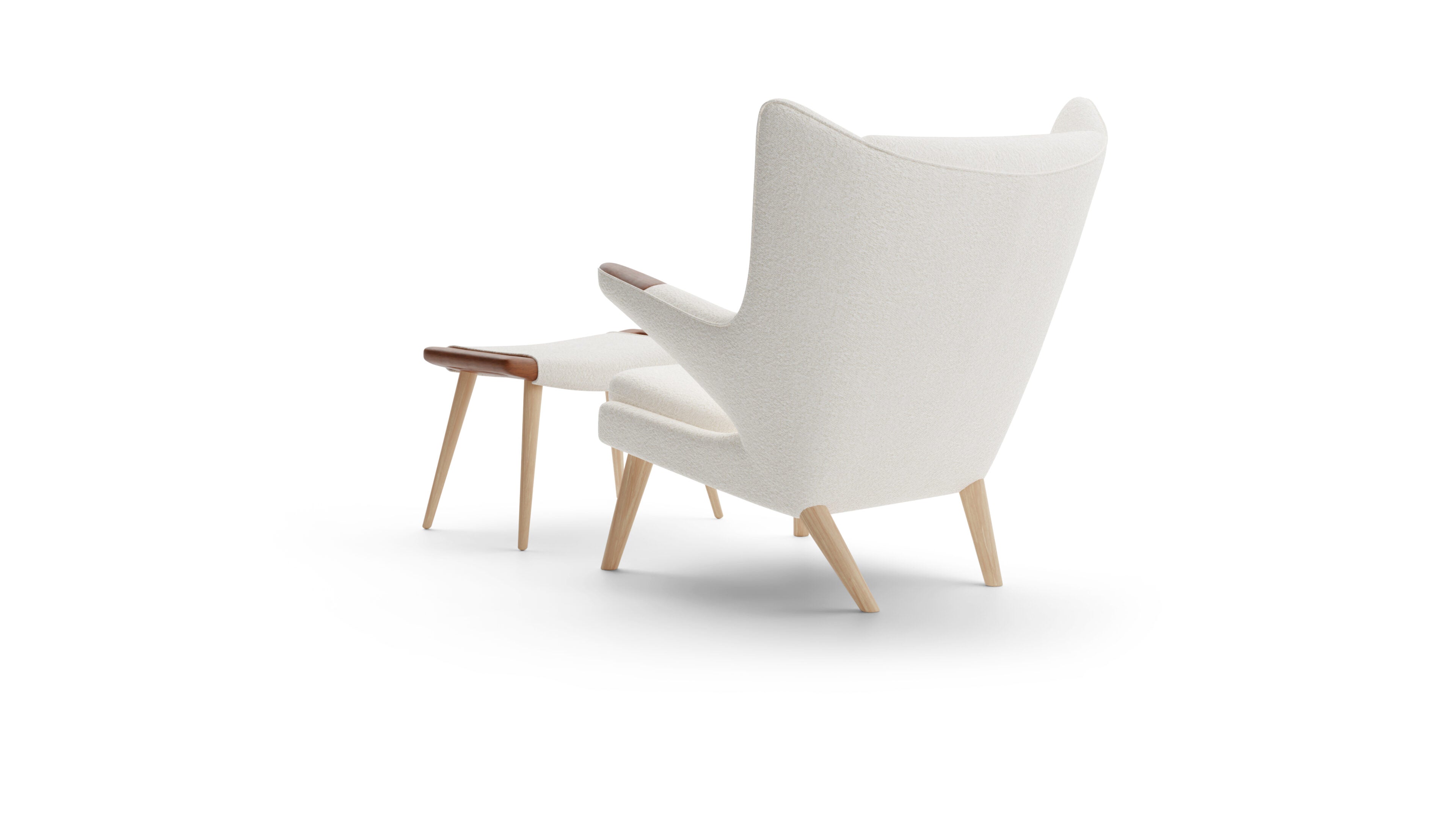 Hans Wegner Papa Bear Chair & Ottoman in Canada and the USA PP19 & PP120 - Back Angle