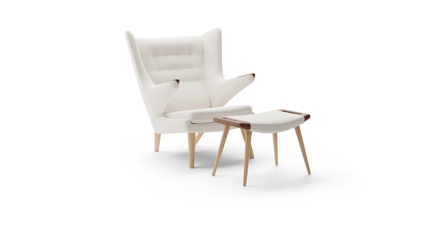 Hans Wegner Papa Bear Chair & Ottoman in Canada and the USA PP19 & PP120 - Front Angle