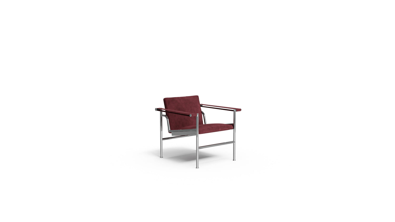 Le Corbusier LC1 Chair 1 Fauteuil À Dossier Villa Church UAM Chair in Canada and the USA Burgundy Sueded Leather - Front Angle