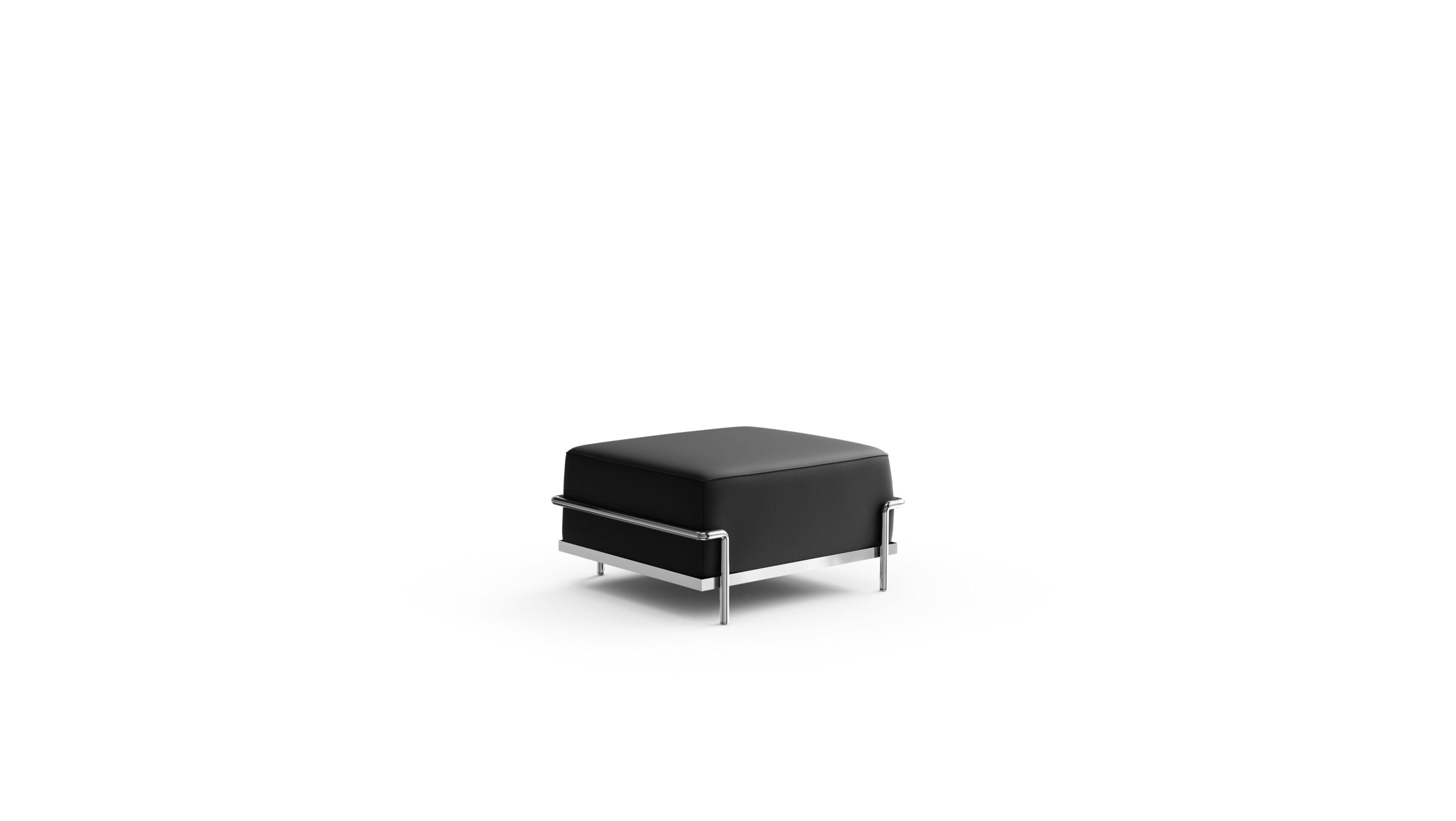 Le Corbusier LC2 Ottoman with down feather cushion in the USA and Canada, 2 Ottomane - Front Angle
