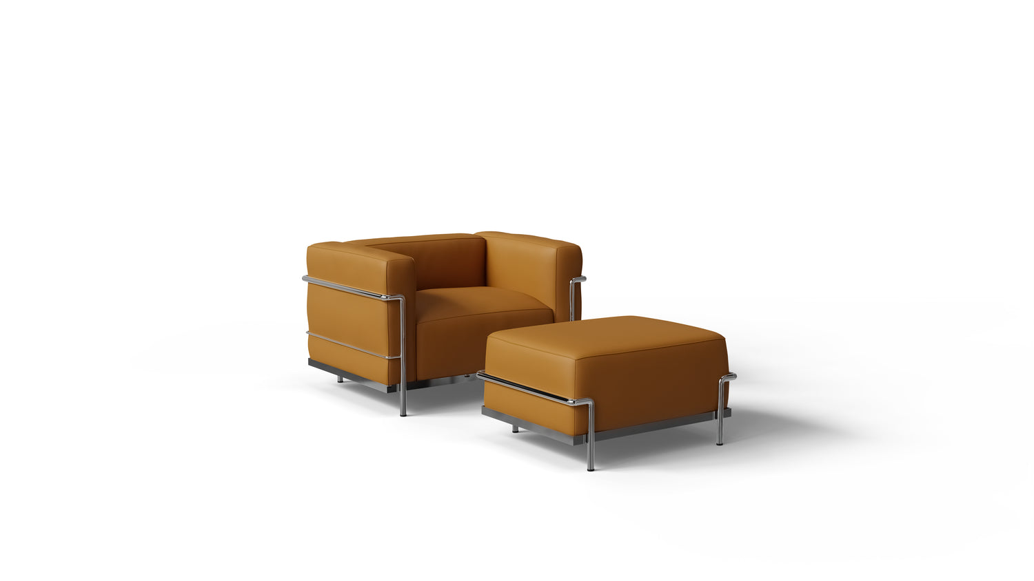 Le Corbusier LC3 Chair and Ottoman in Canada and the USA LC3 Fauteuil Grand Confort, Grand Modèle - Front Angle