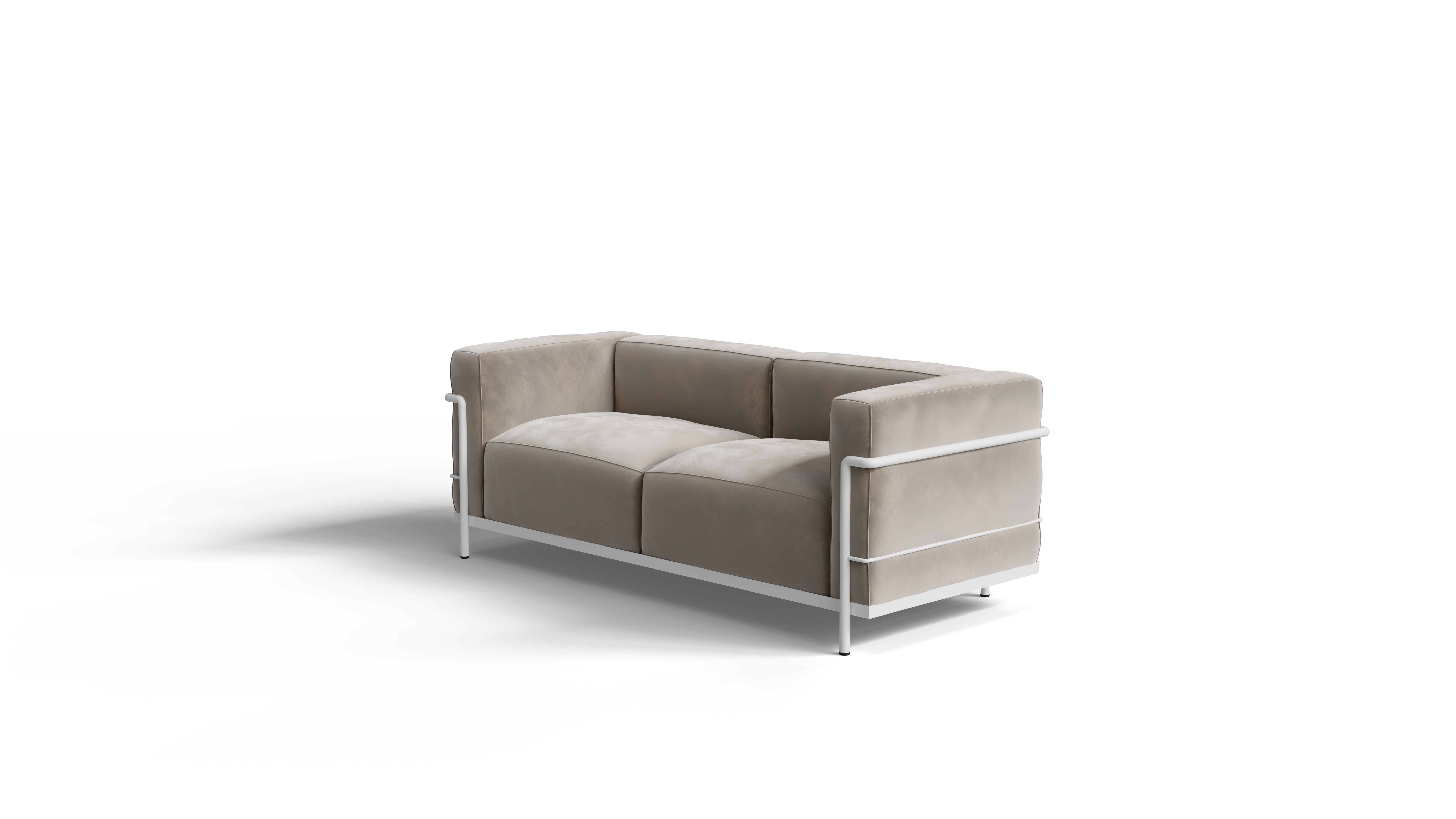 Le Corbusier LC3 Confort Grand Modèle Sofa Two-Seater Loveseat in Canada and the USA - Front Angle, Fabric Model