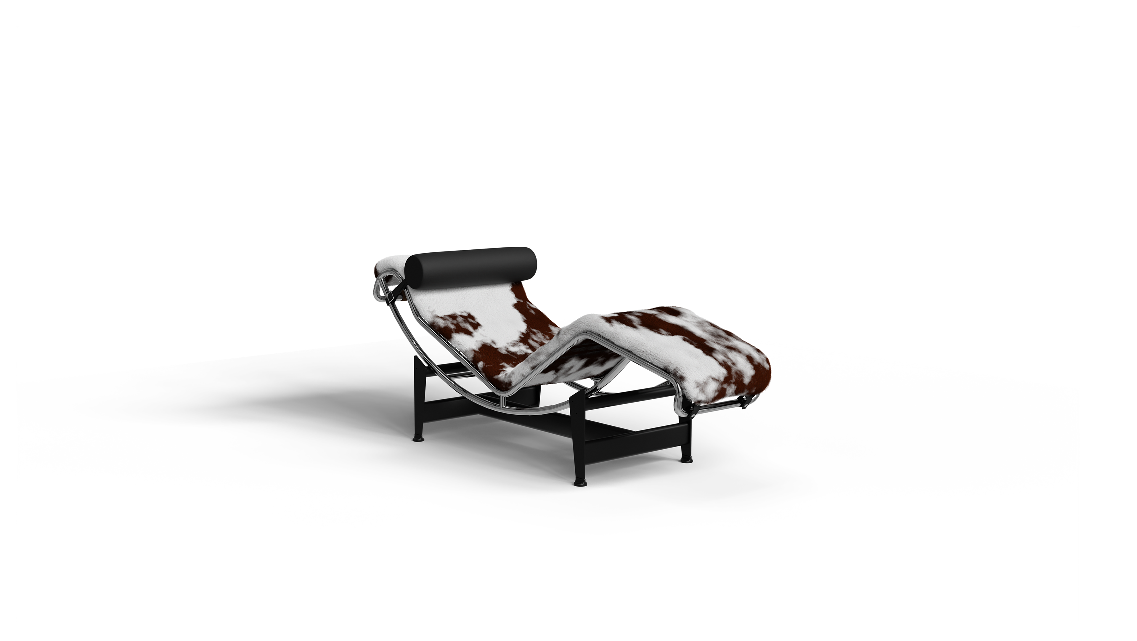 LC4 Chaise Lounge: Brown & White Haired Hide