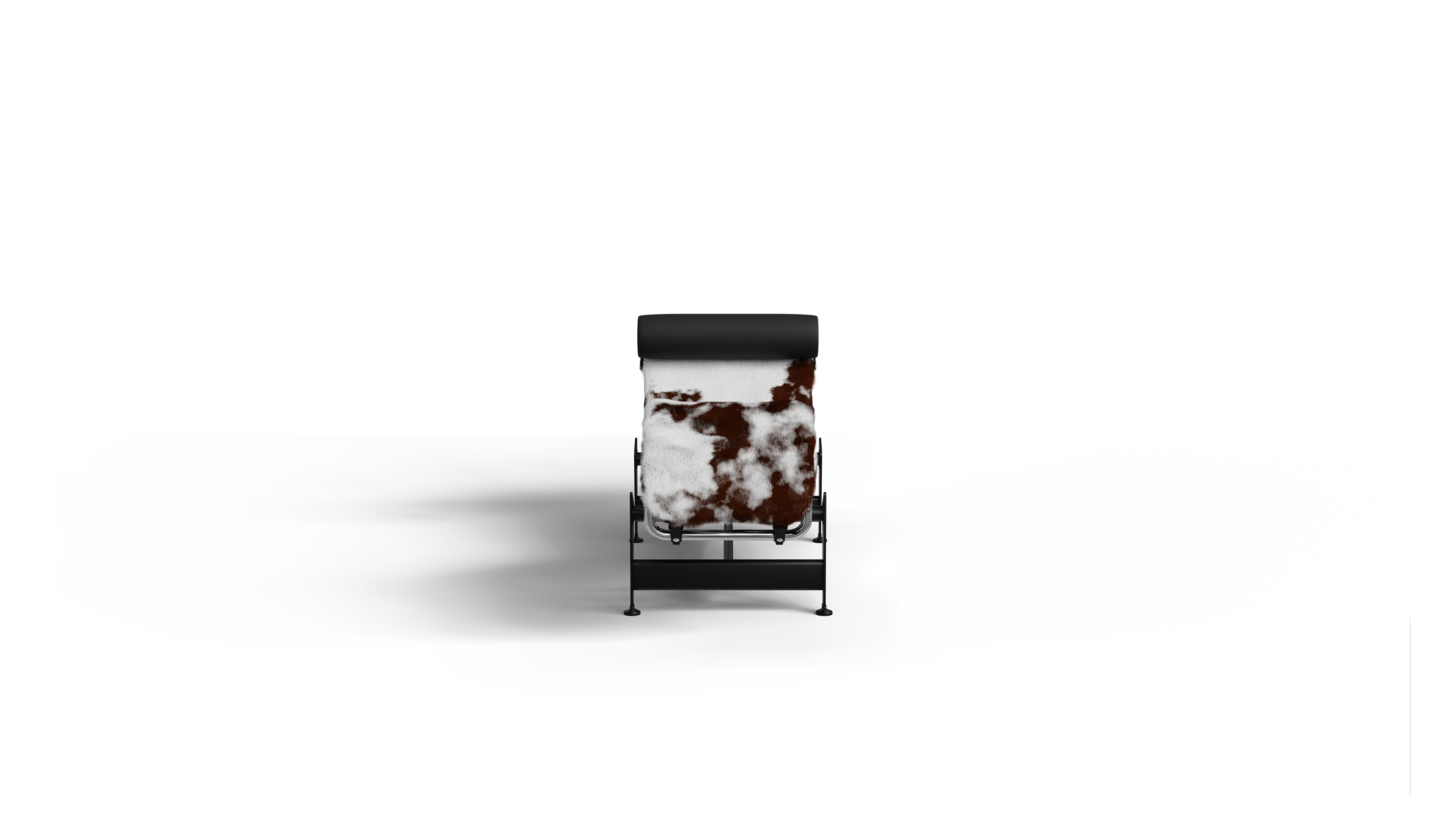 LC4 Chaise Lounge: Brown & White Haired Hide