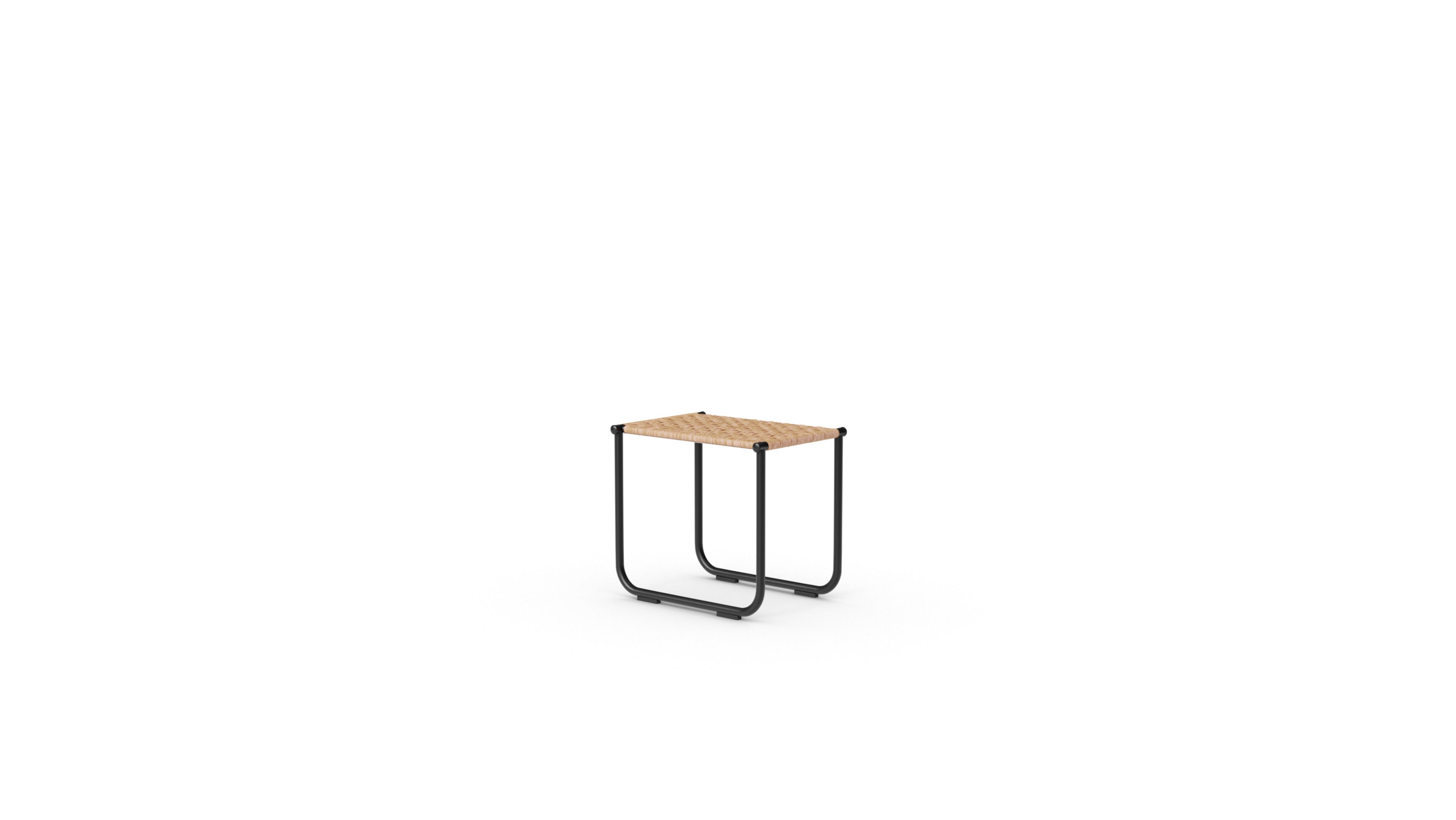 Le Corbusier LC9 Rattan Stool in Canada and the USA Cane - Front Angle