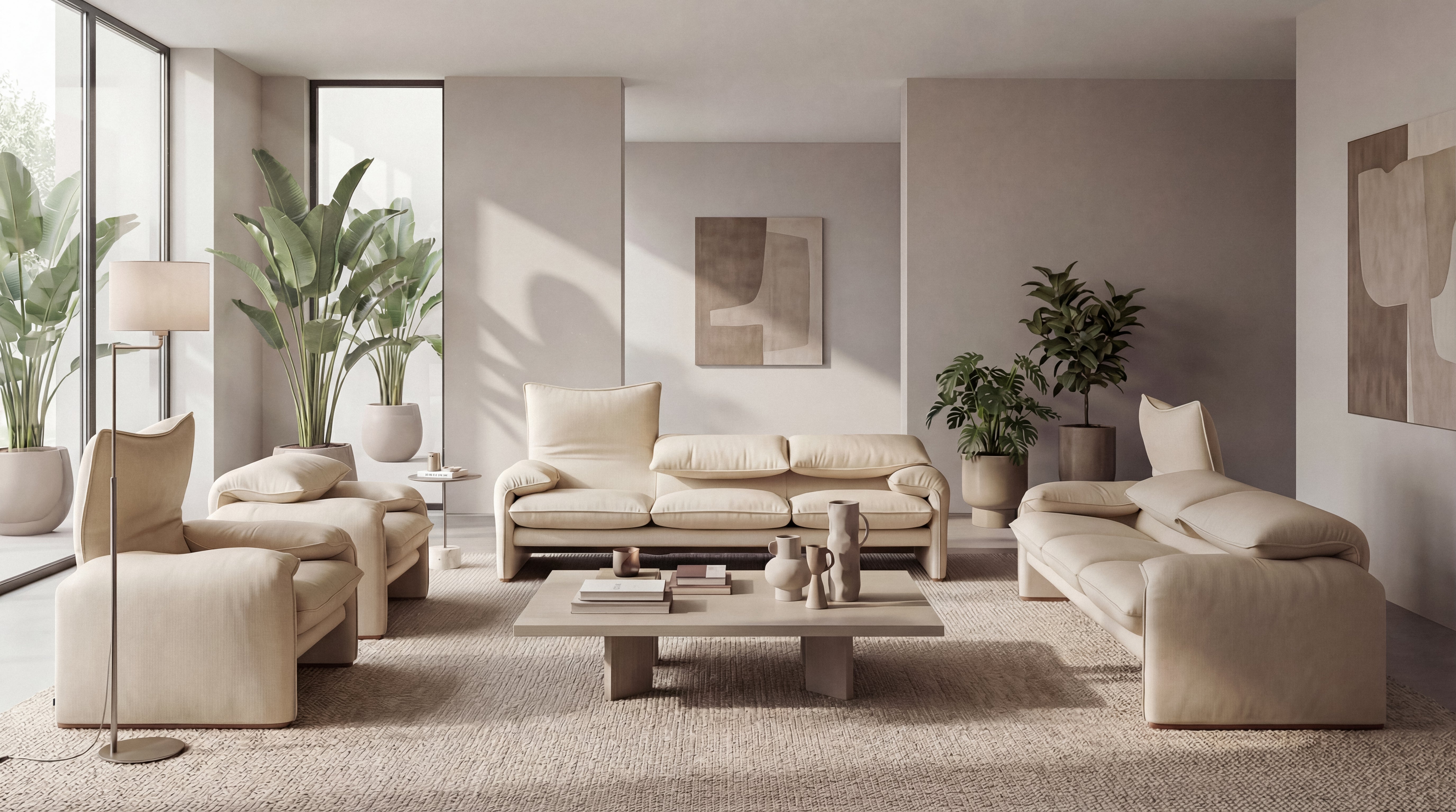 Maralunga 3-Seater Sofa in Black Leather in the USA - Design By Vico Magistretti - Desktop Hero