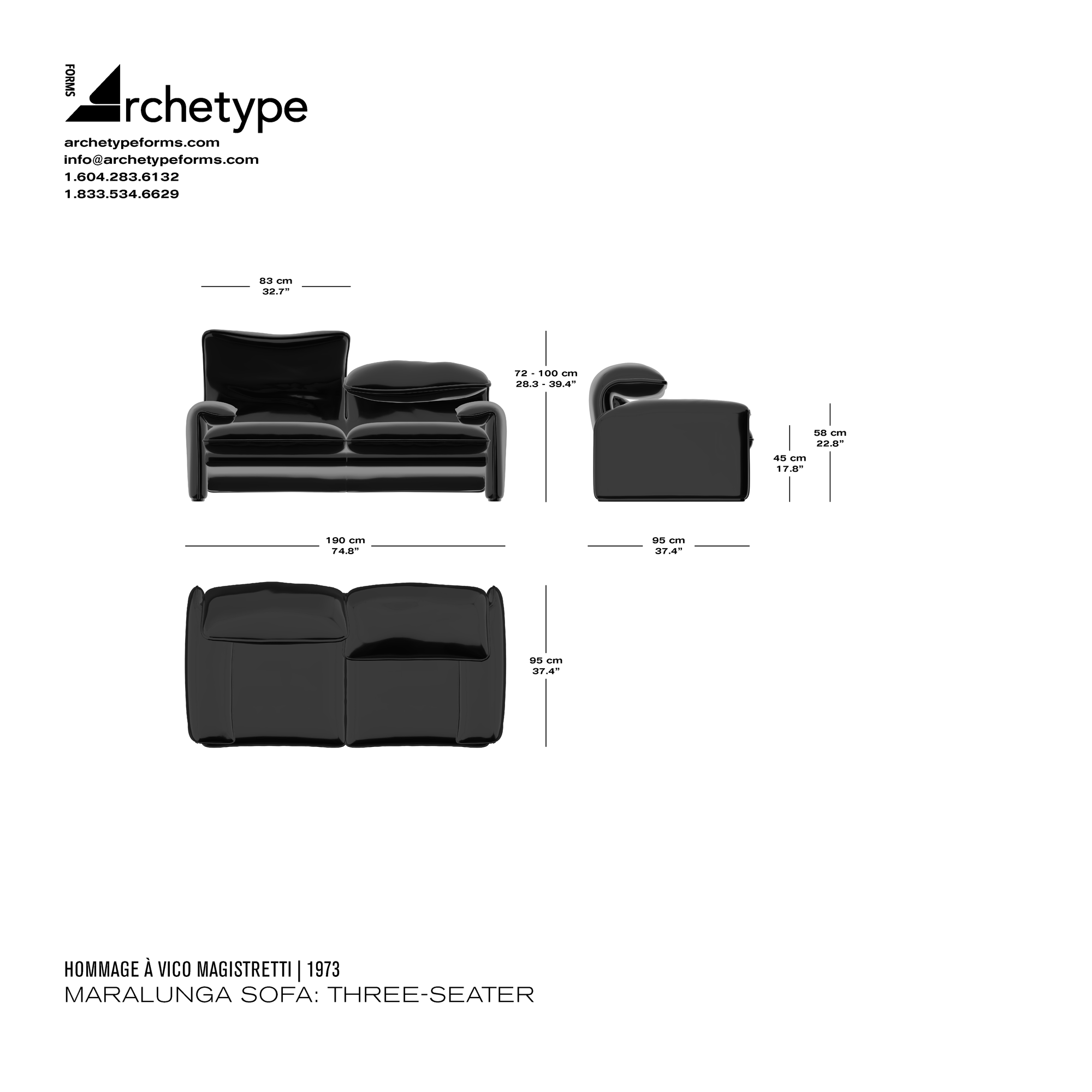 Maralunga Sofa: Two-Seater Loveseat by Hommage À Vico Magistretti