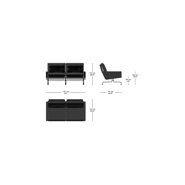 Poul Series Sofa: Two-Seater Loveseat by Hommage À Poul Kjærholm