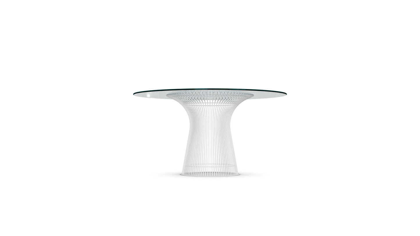 Platner Dining Table: Clear Glass on White
